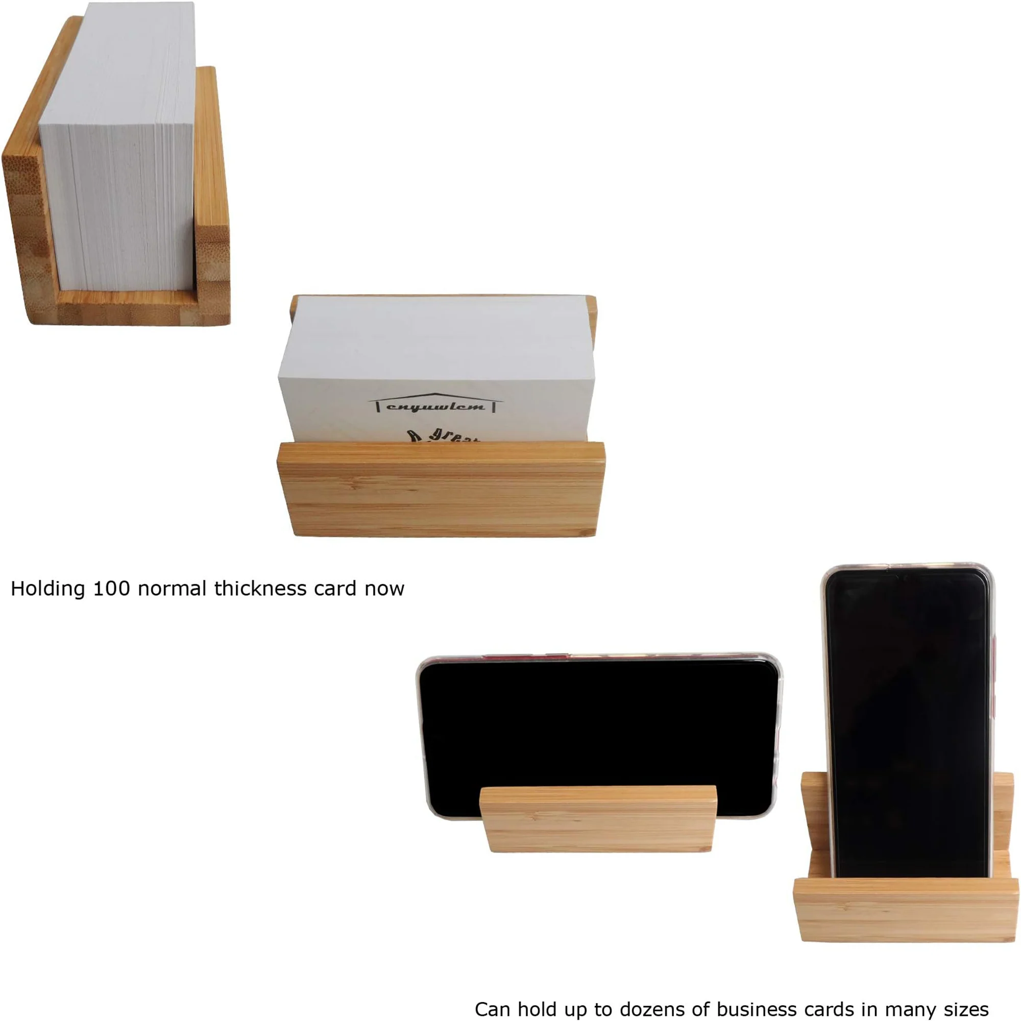 Bamboo Wood Desktop Business Card Holder