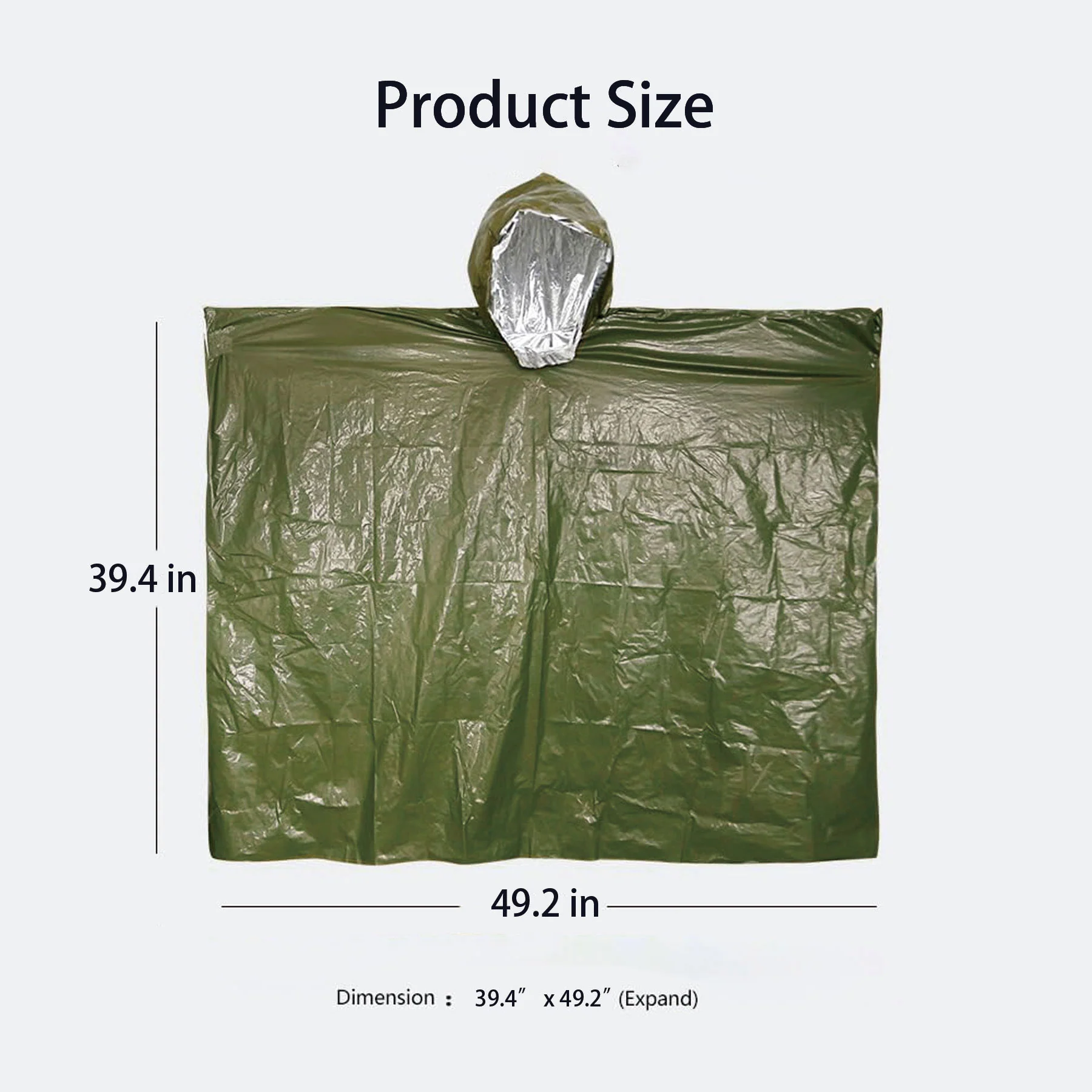 Emergency Thermal Rain Poncho With Hood Portable