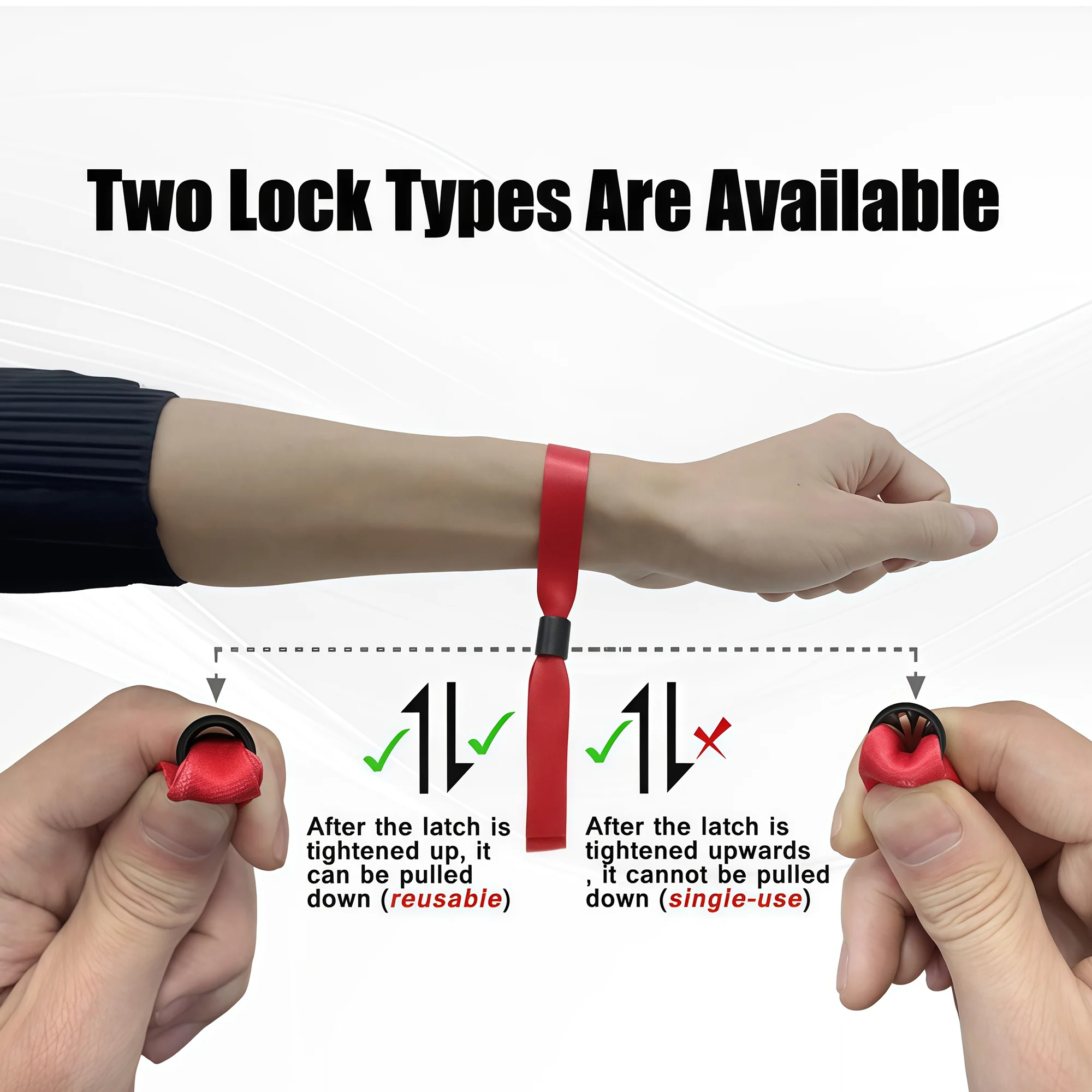 Customized  Polyester Event Wristbands with Locking Bead