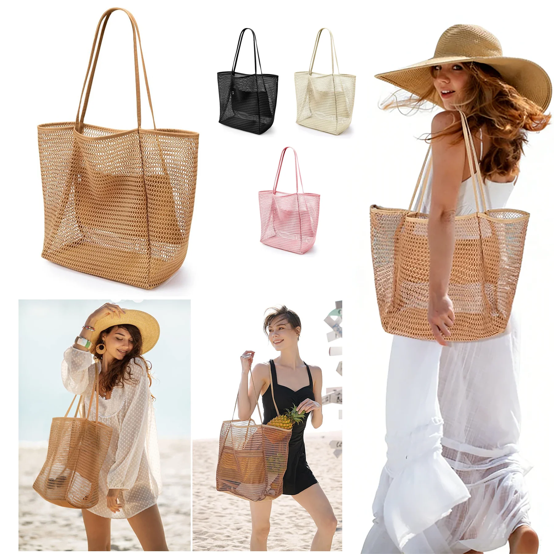 Foldable Mesh Beach Tote Bag