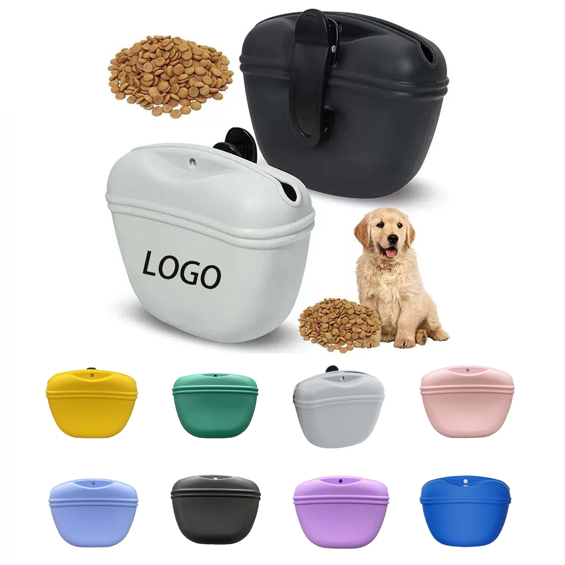 Portable Silicone Dog Treat Pouch W/ Clip & Magnetic Closure