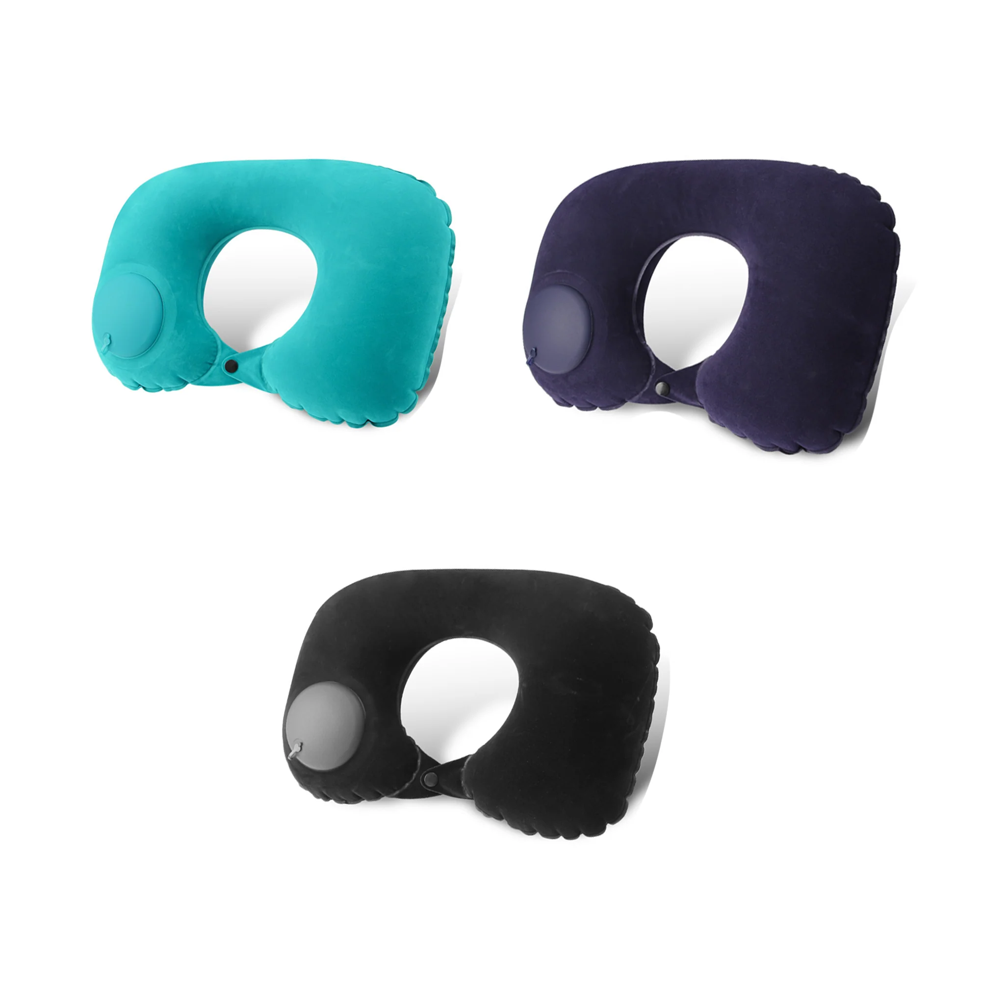 Flocked Inflatable U-shaped Pillow