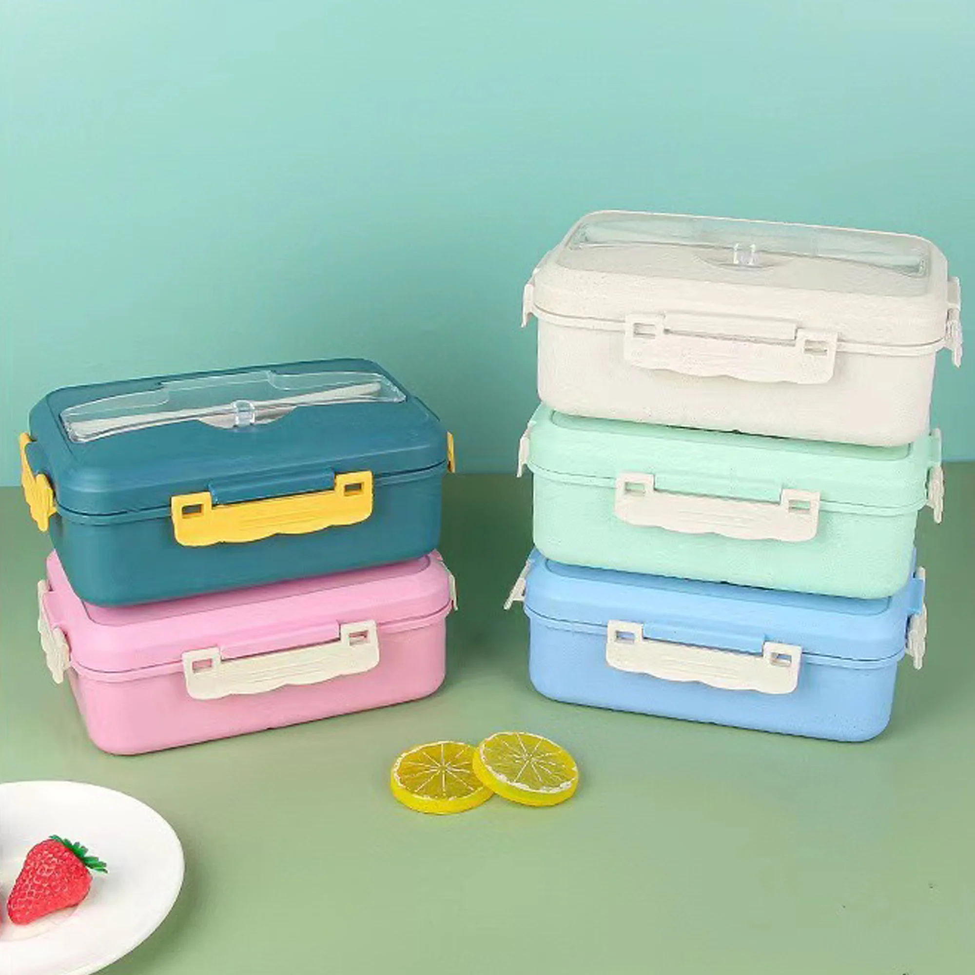 Eco-Friendly Wheat Straw Lunch Box with Cutlery