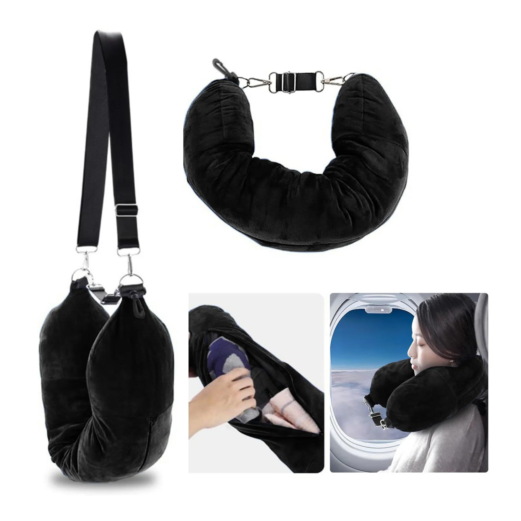 Crystal Velvet Stuffable U-Shaped Travel Neck Pillowcase