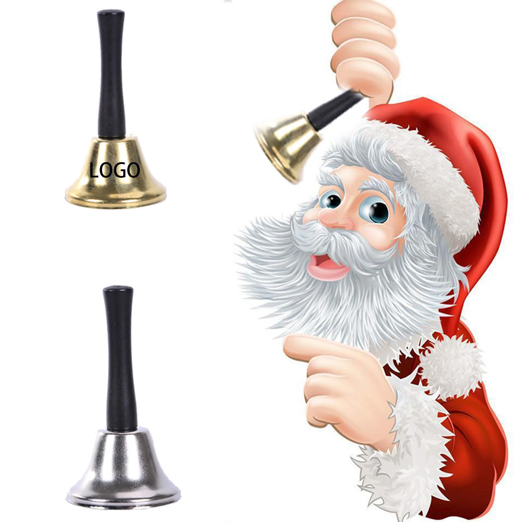 Christmas Metal Hand Bell With Wood Handle