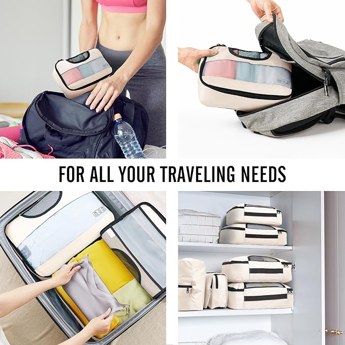 8-Stress-Free Travel Packing Cube Set With Breathable Mesh