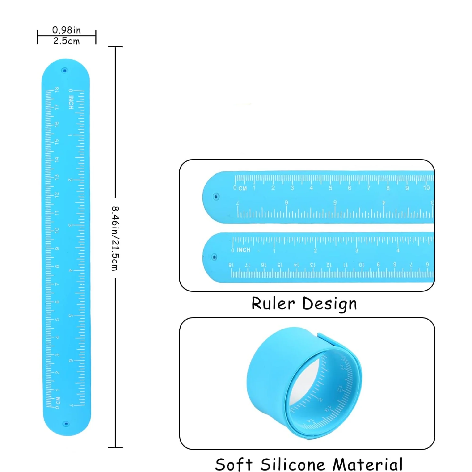Custom Silicone Ruler Slap Bracelet Snap Wristband