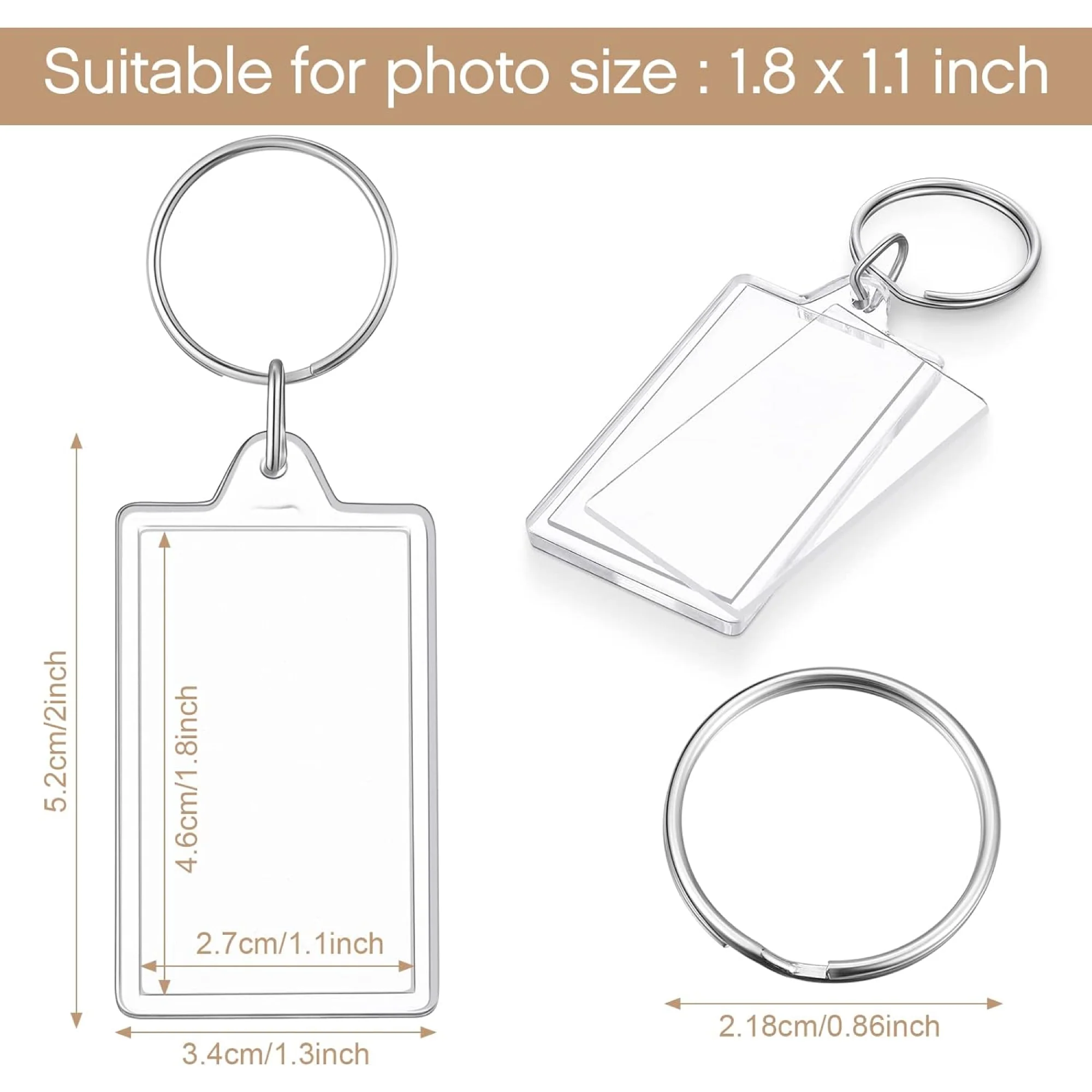 Full Color Custom Photo Insert Keychain