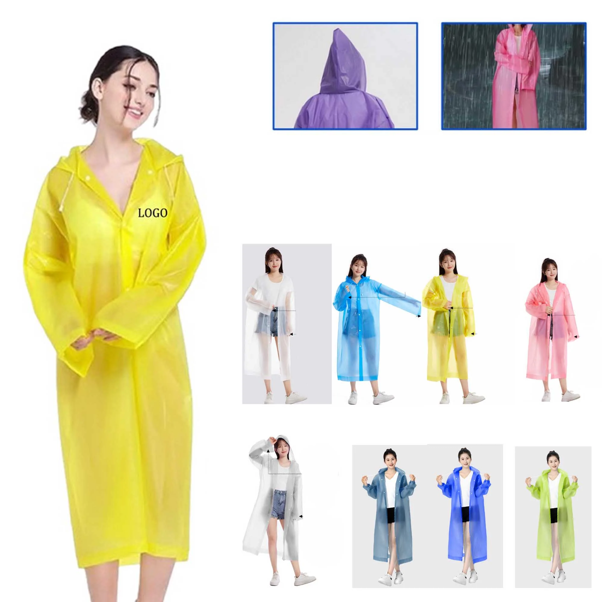 Adults Transparent Reusable Rain Poncho