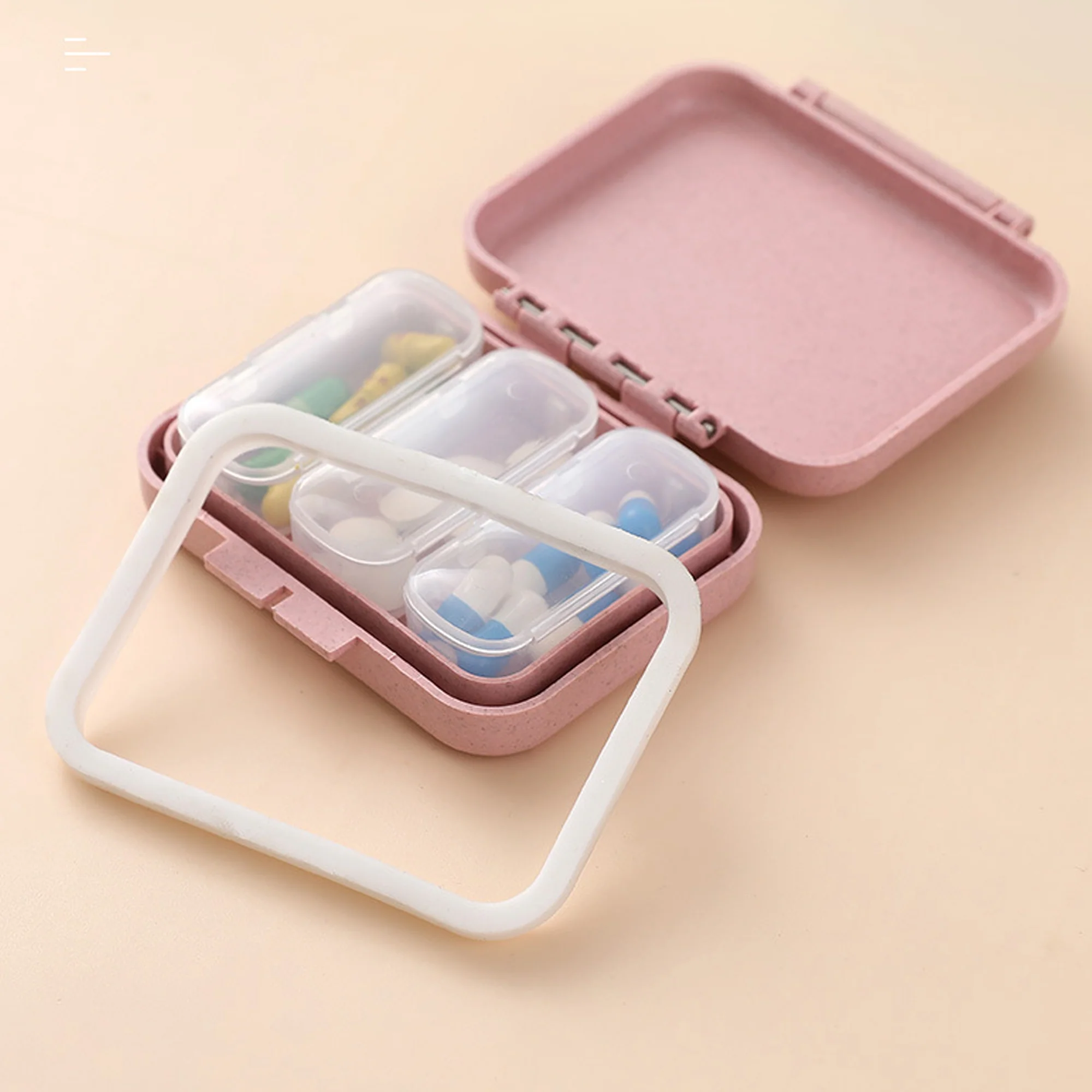 3-Grid Wheat Straw Sealed Daily Medicine Storage Boxes