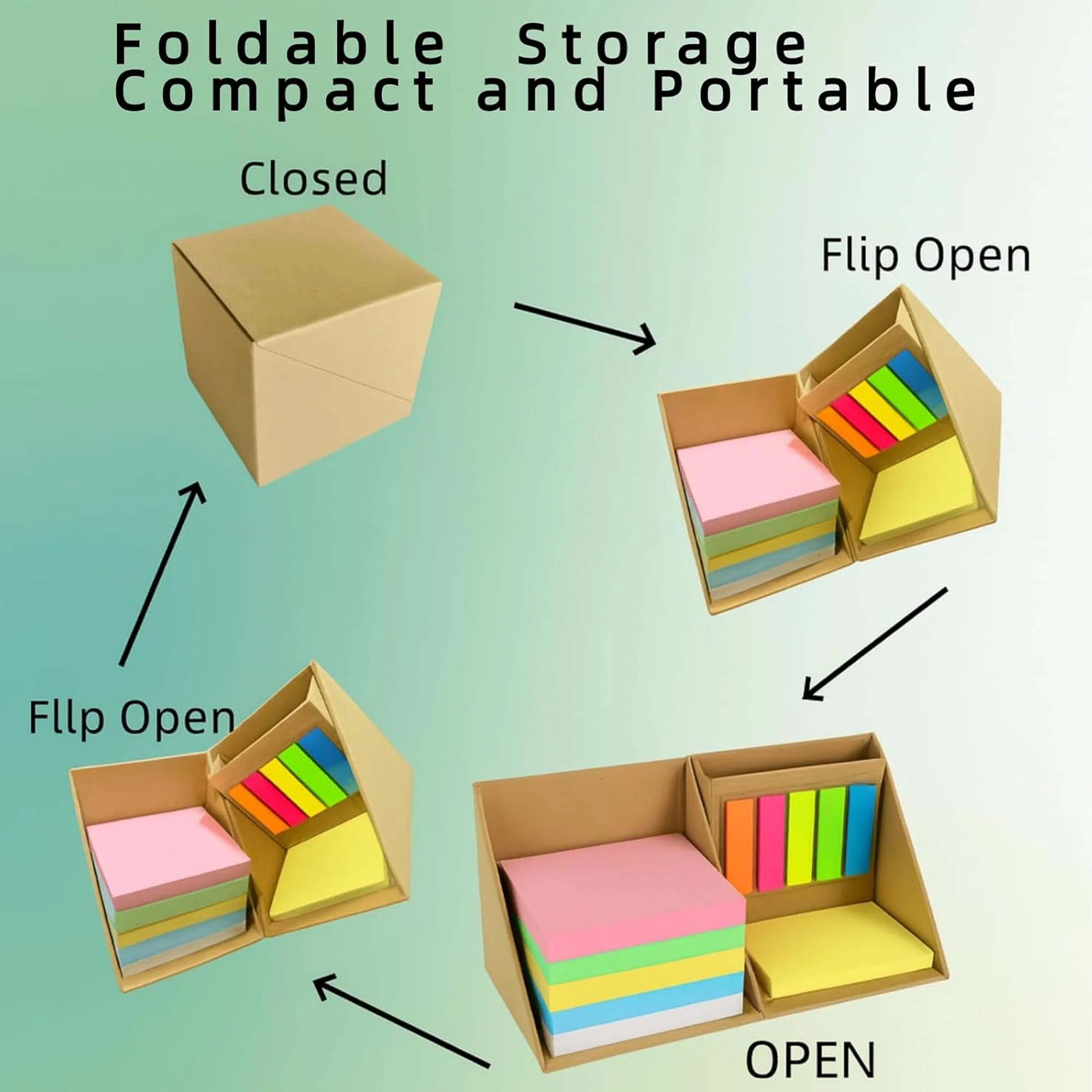 Foldable Sticky Notes Cube Box