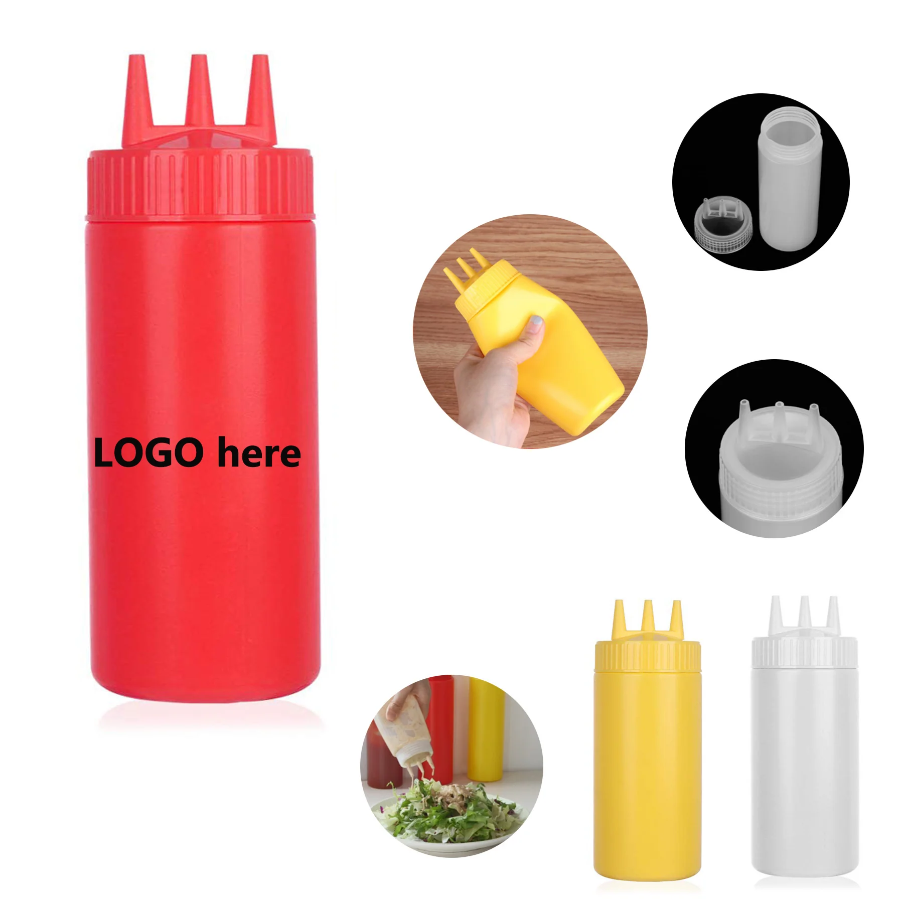 16-Ounce 3-Hole Kitchen Sauce Squeeze Bottle