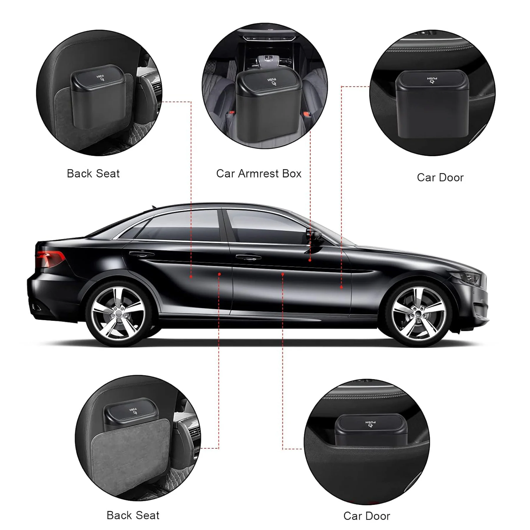 Car Trash Can Storage With Clips