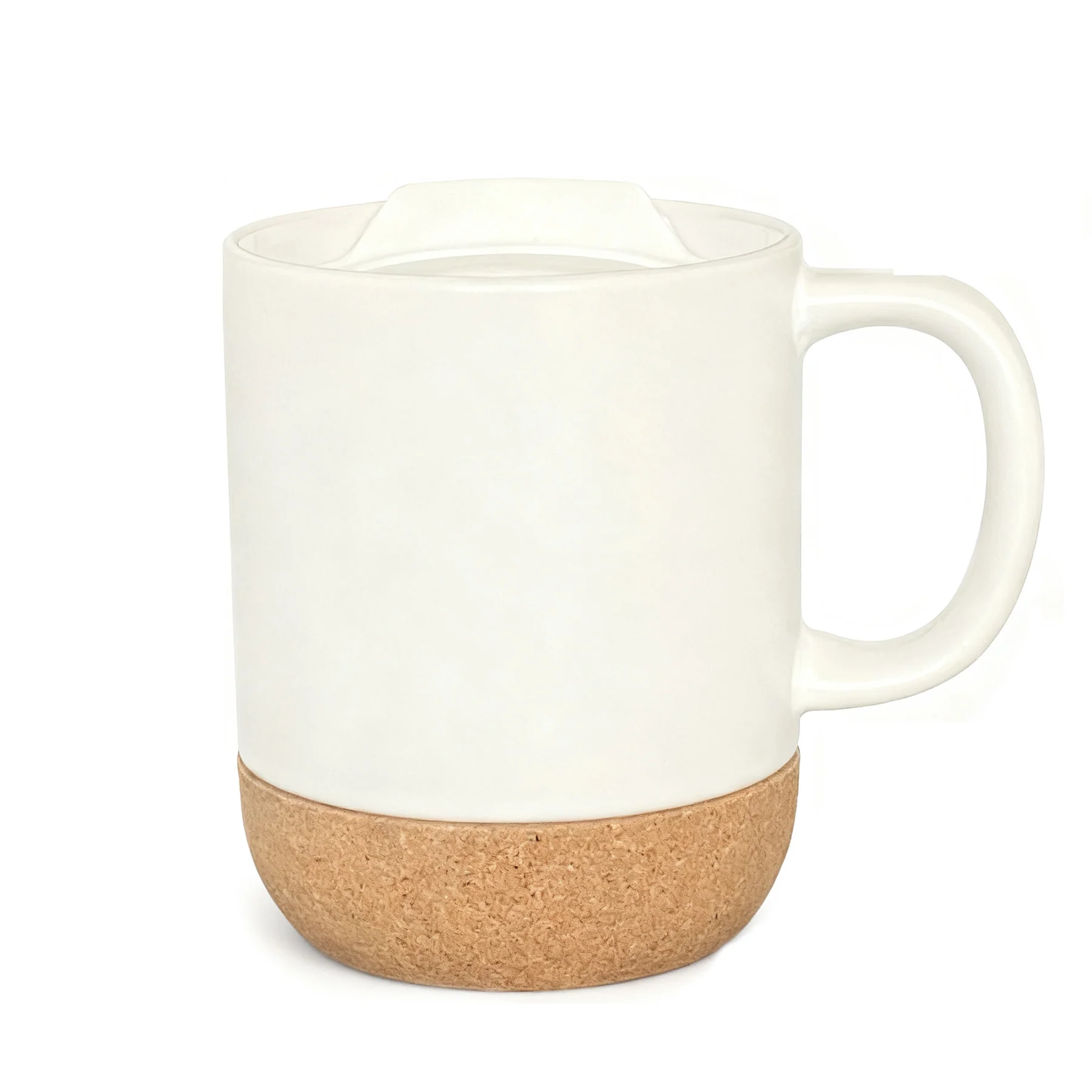 Cork Insulated Coffee Mug With Push-On Splash-Proof Lid