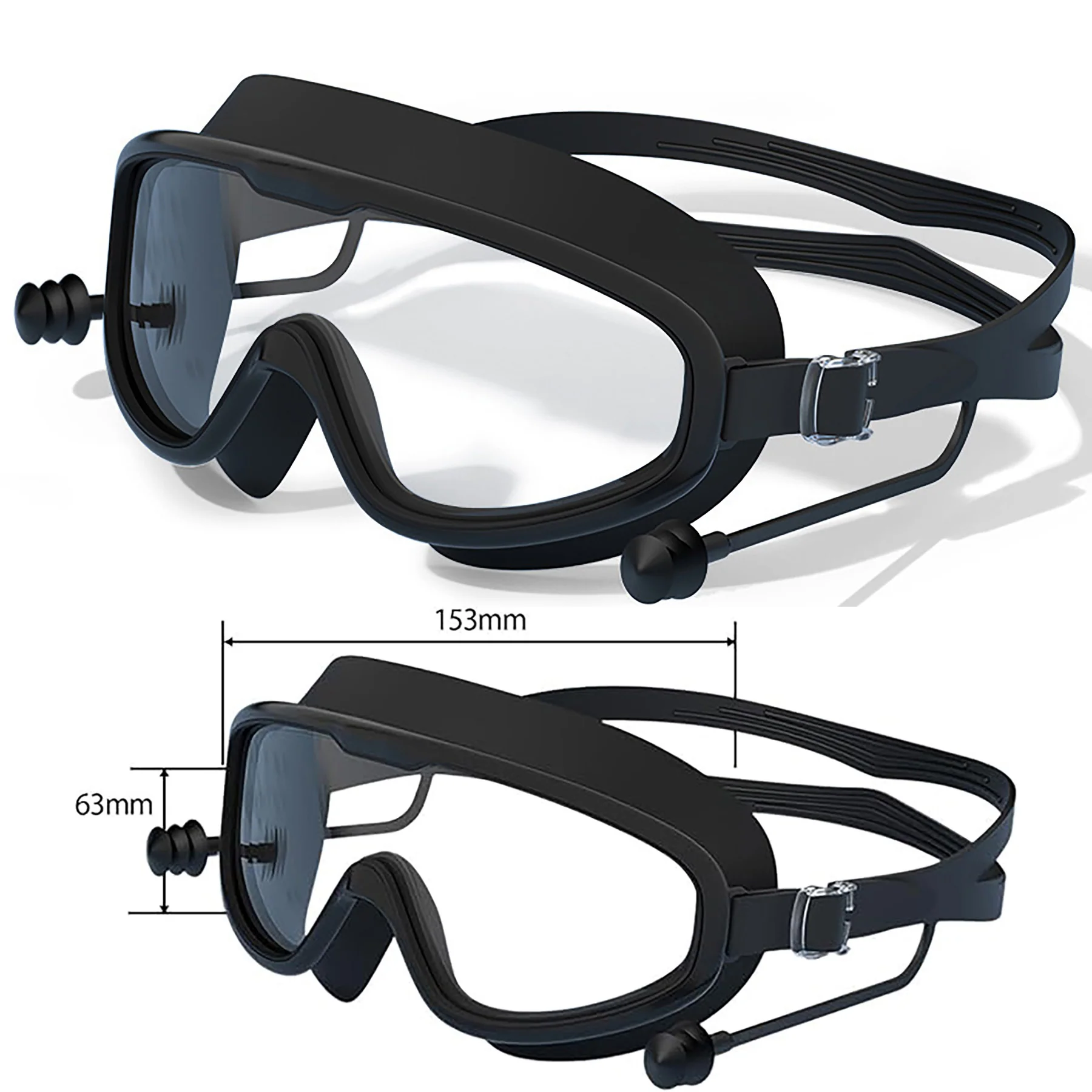 Large Frame Swimming Goggles With Earplugs