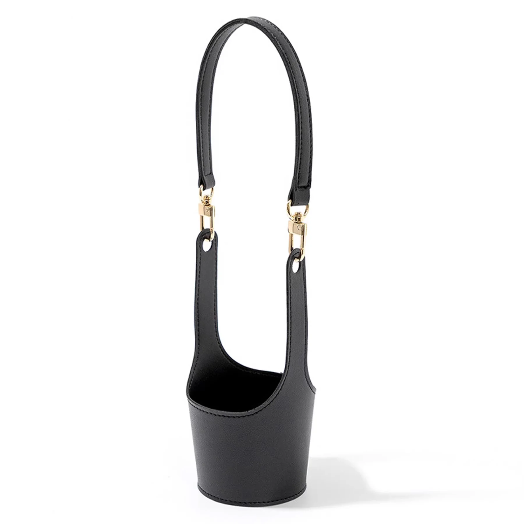 Pu Leather Cup Holder Sleeve With Adjustable Strap