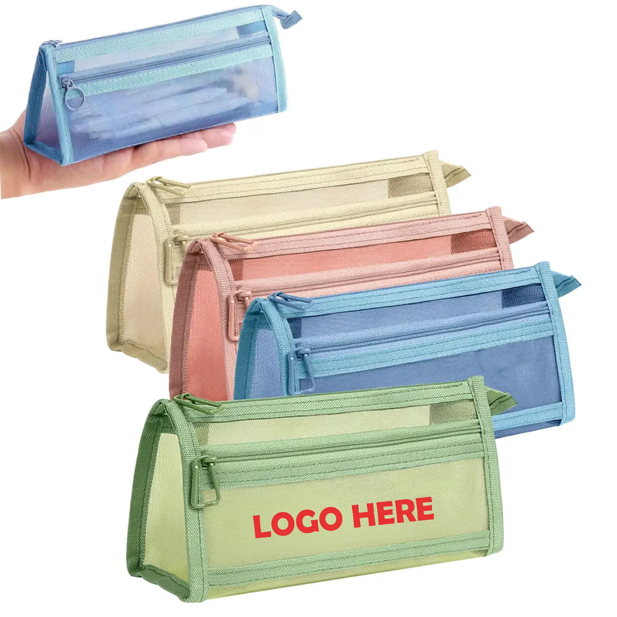 Double-Layer Transparent Nylon Mesh Zipper Pouch