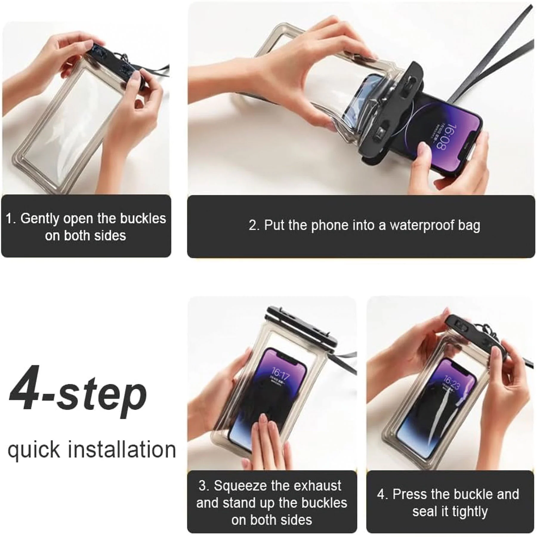 IPX8 Waterproof Phone Pouch Clear Touch Travel Lanyard