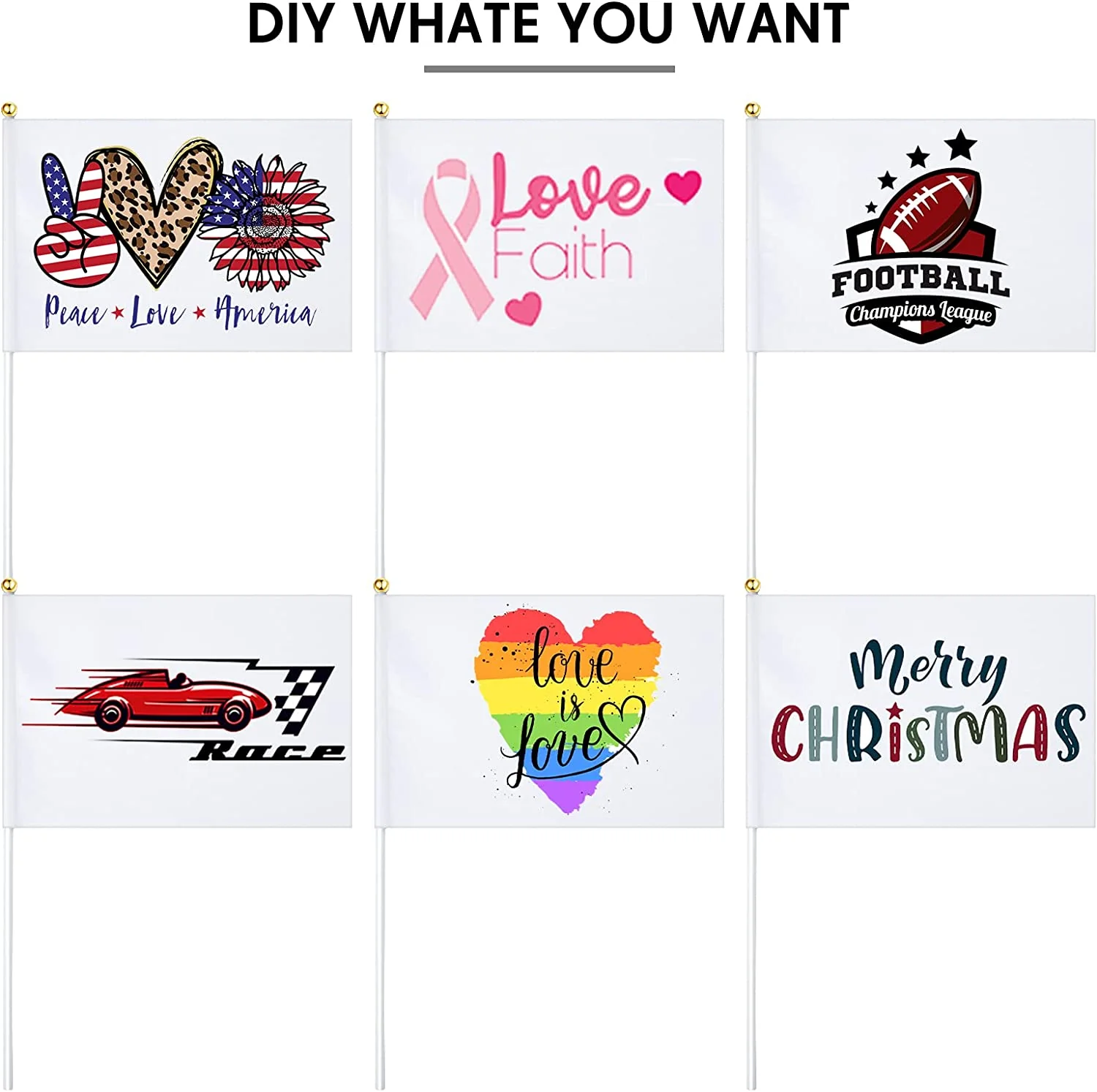 5.5" X 8.1" Hand Held Diy Miniature Flags