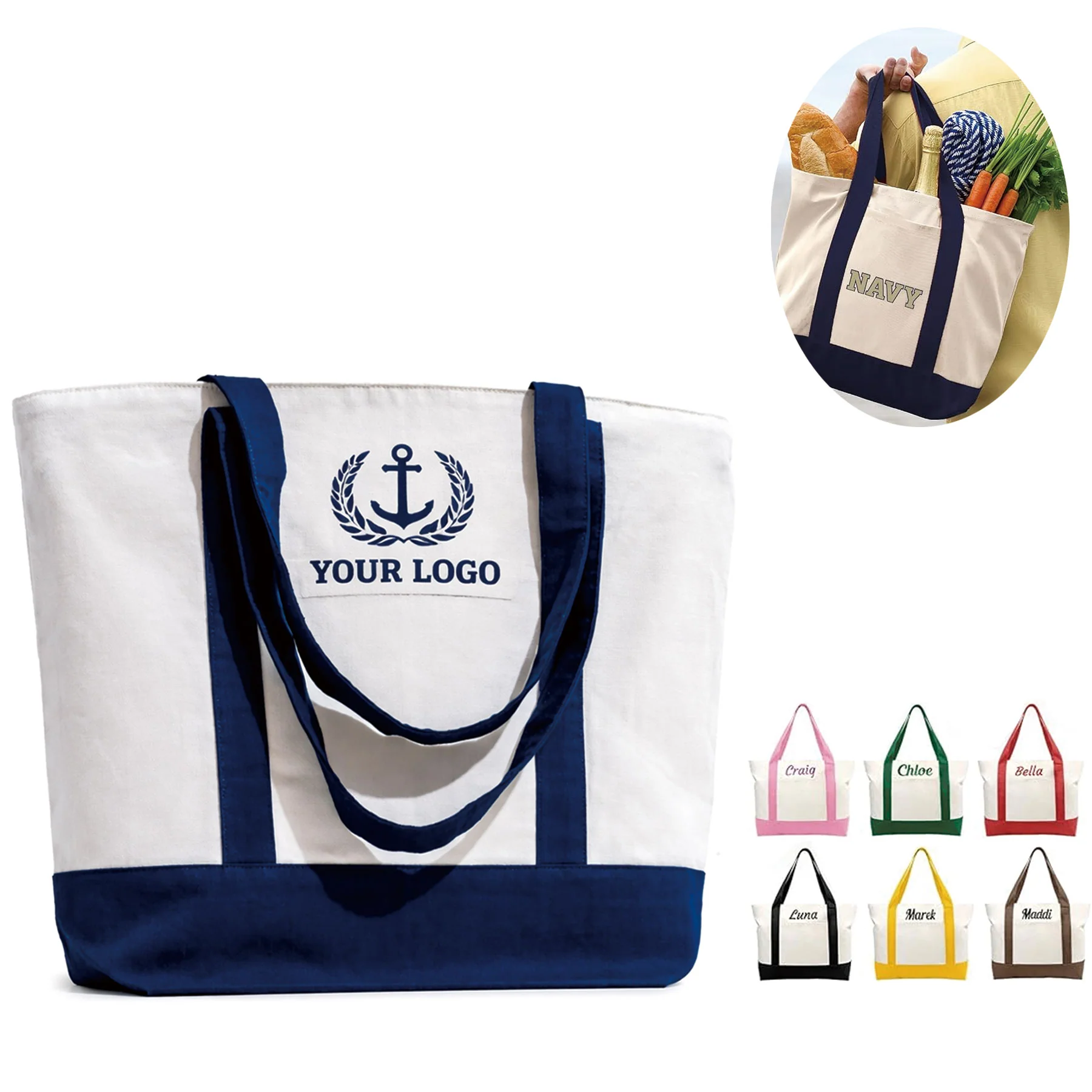 Premium Heavy Canvas Tote With Zipper Pocket