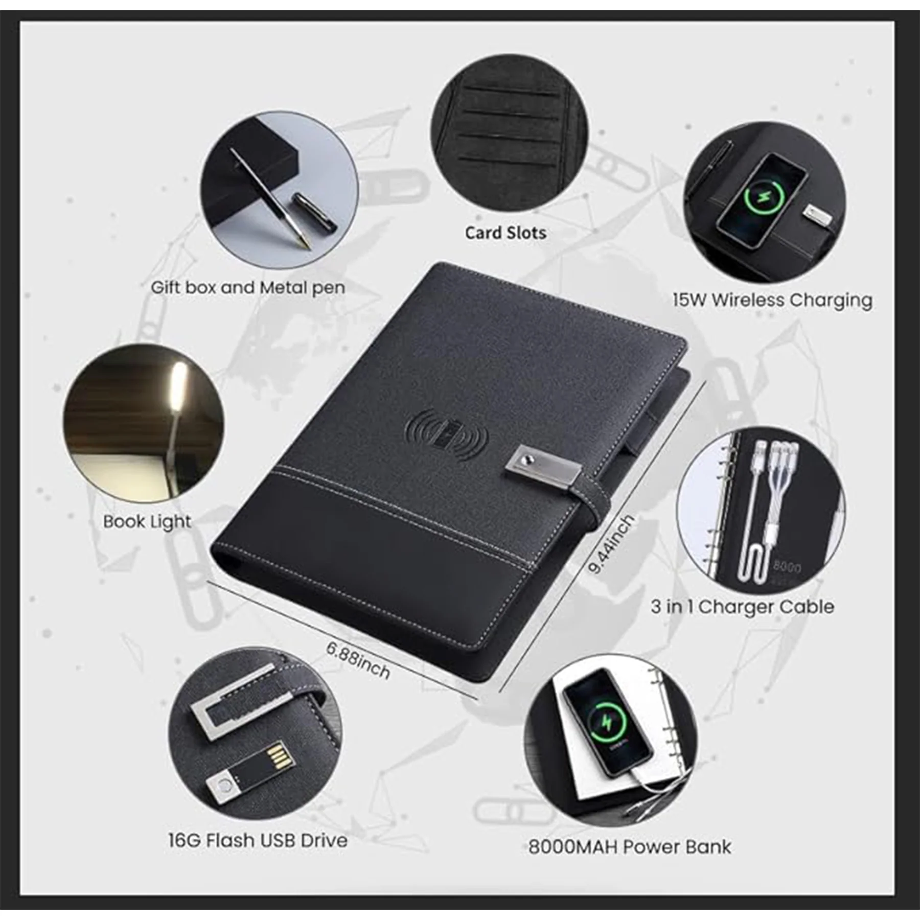 A5 Portable Business Wireless Charging Notebook