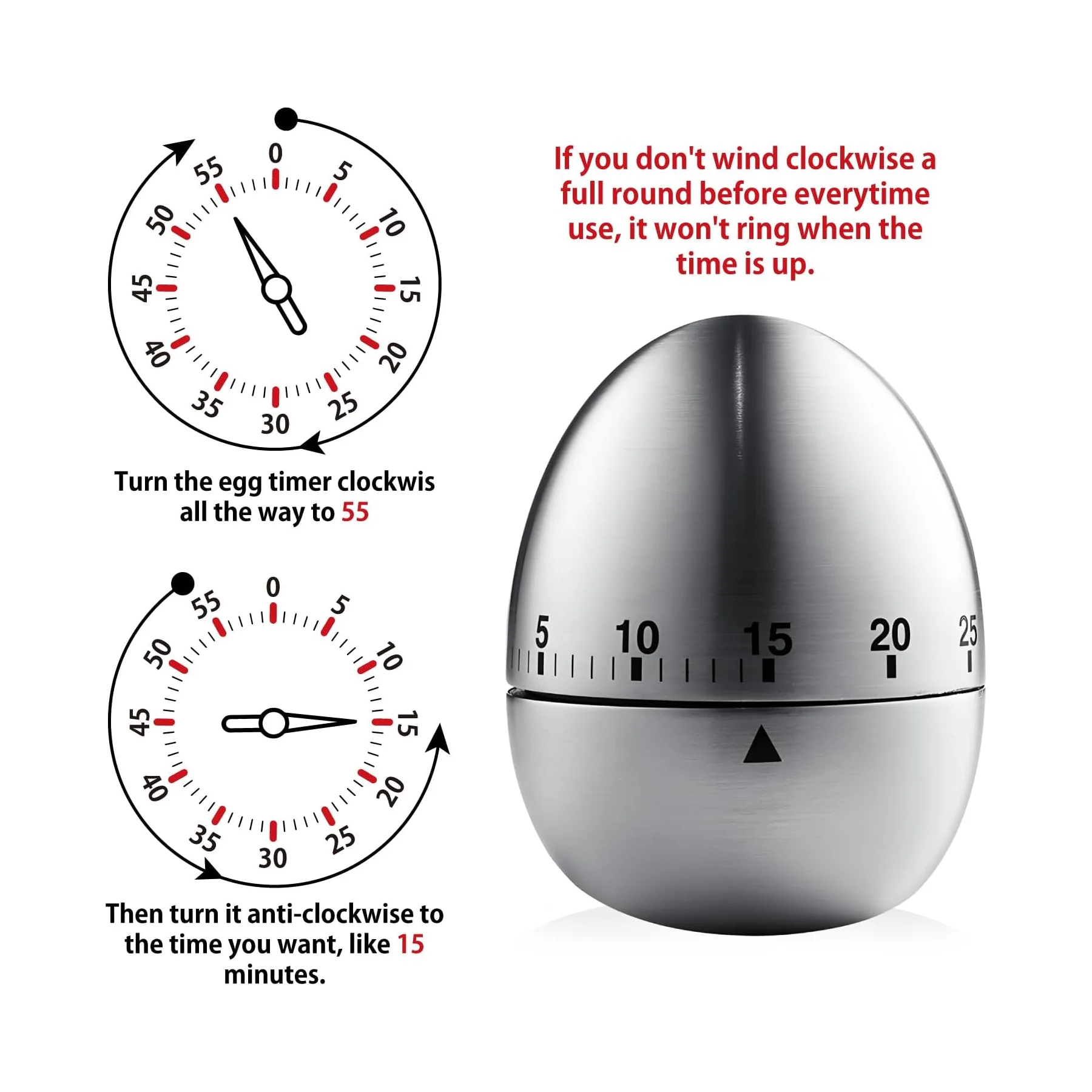 Stainless Steel Kitchen Cooking Timer
