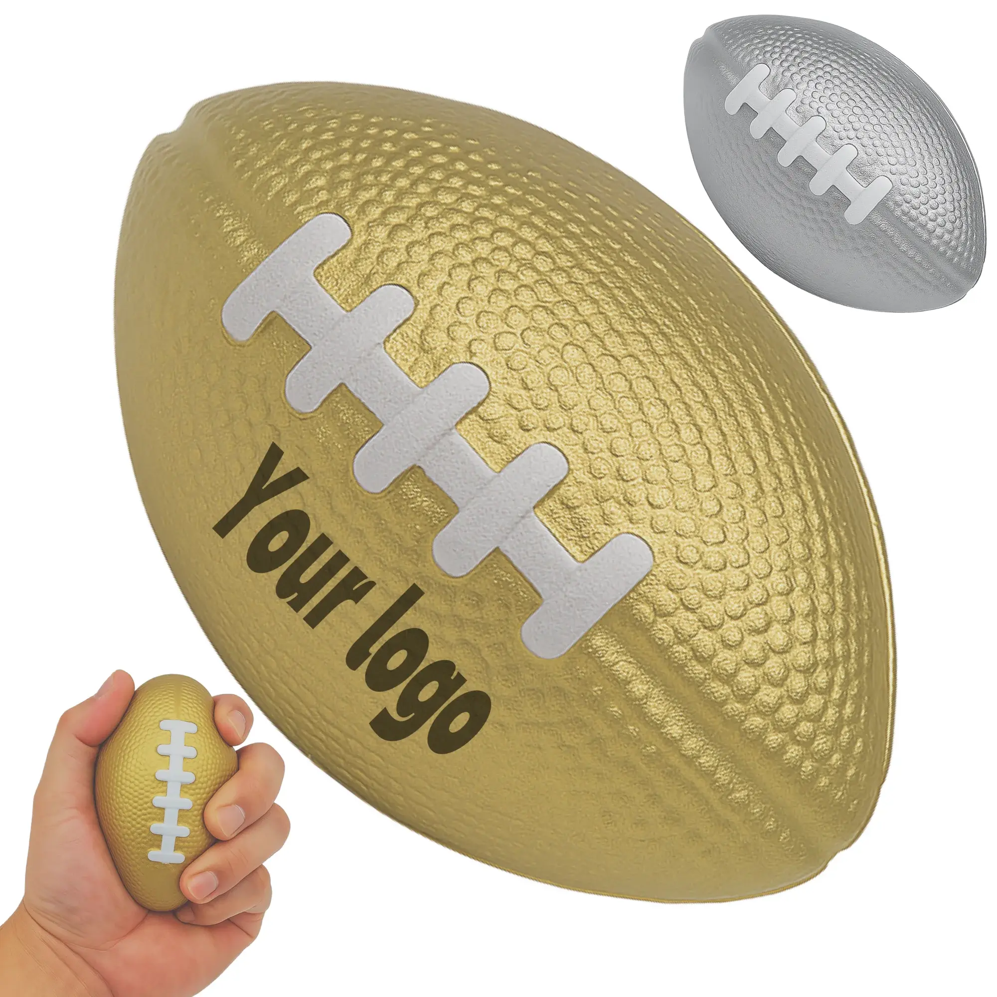3.5" Gold Soft Pu Foam Football Stress Reliever