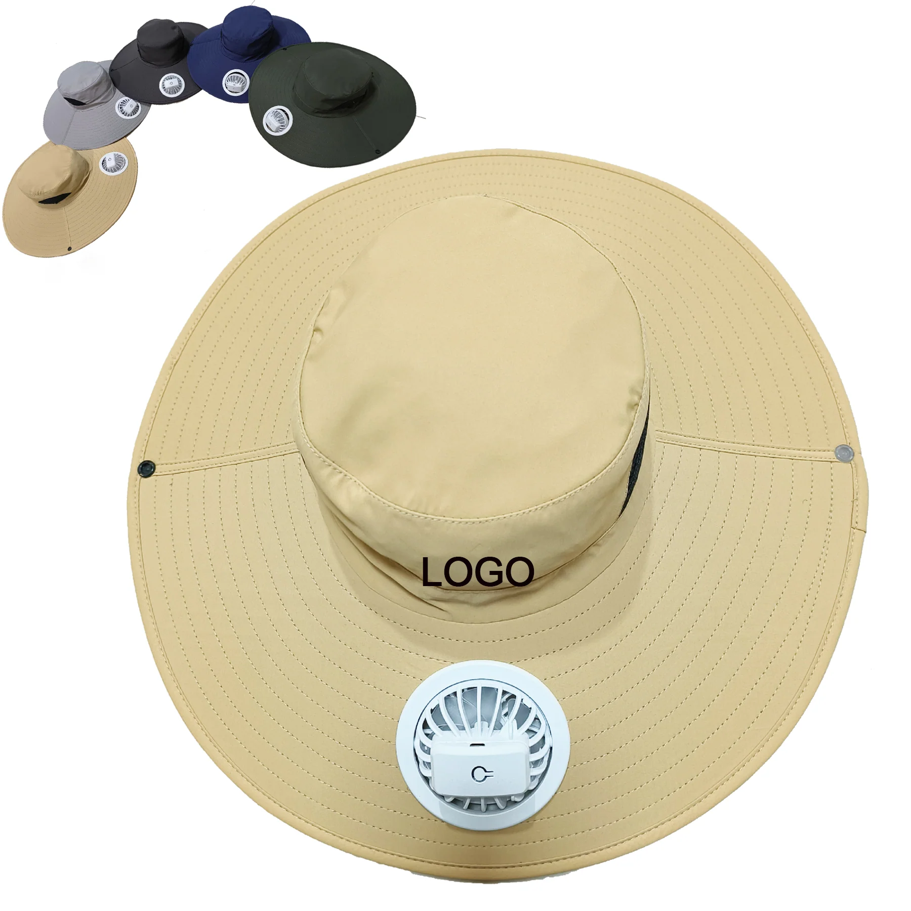 Outdoor Wide Brim Sun Hat with Fan