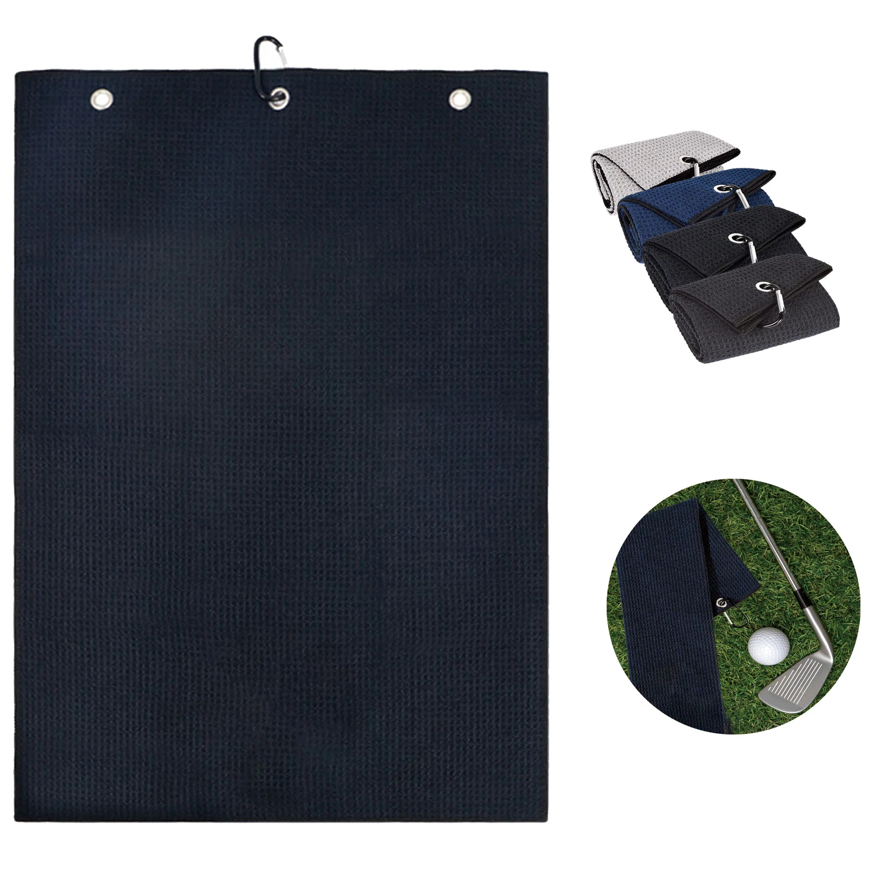 Premium Waffle Microfiber Golf Towel With Clip