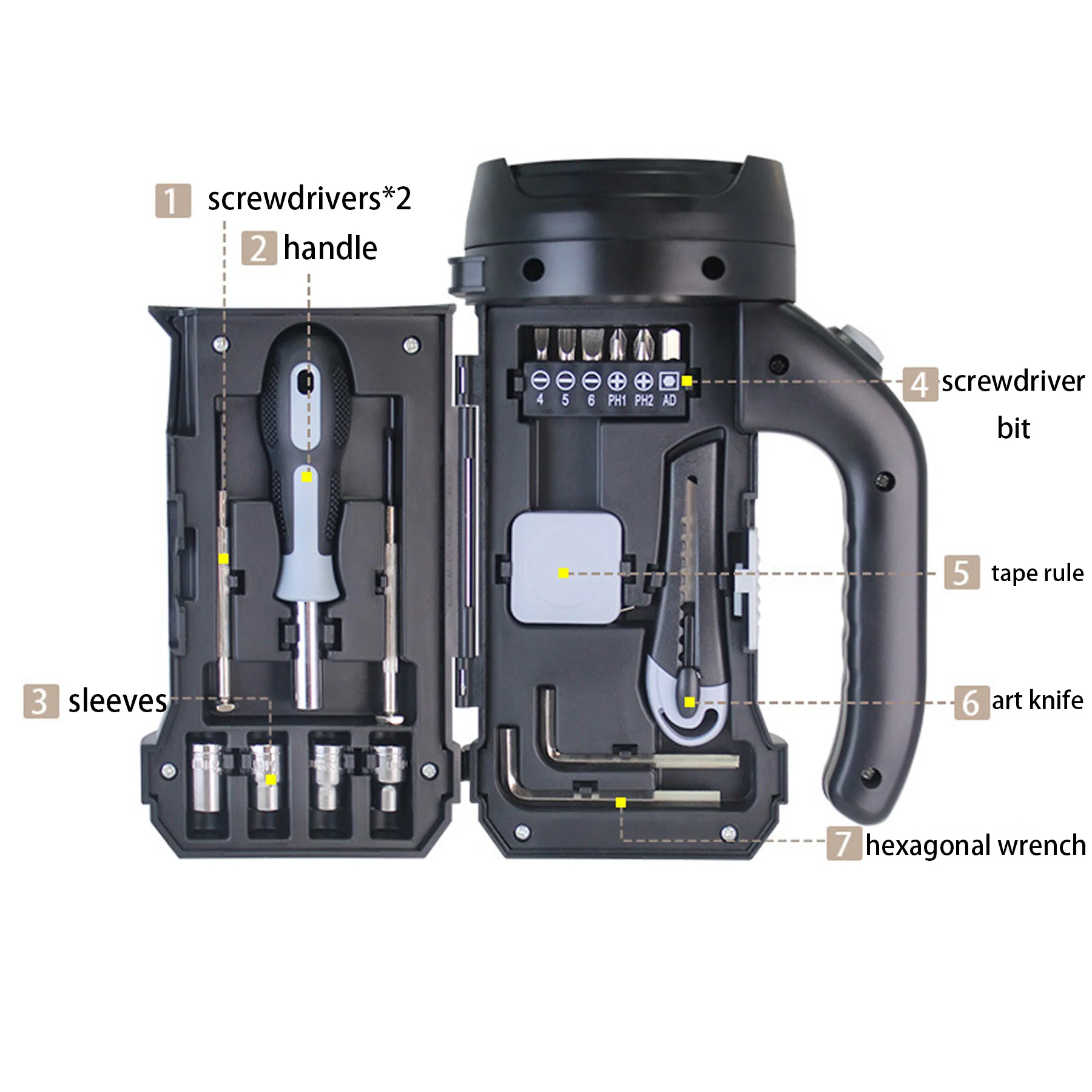 17-in-1 Hardware Tool with Flashlight
