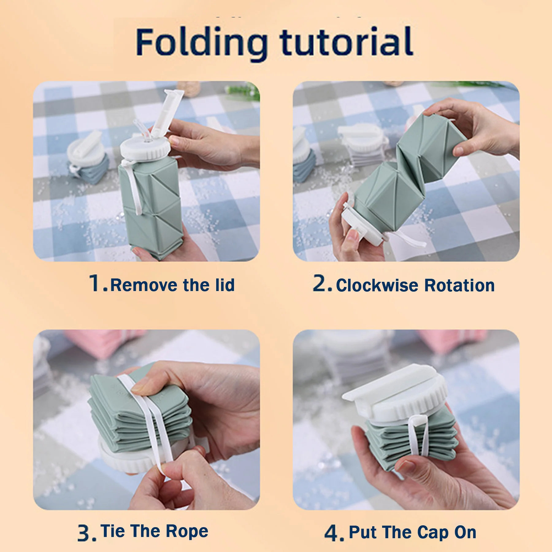 20.7 Oz Collapsible Water Bottles With Straw