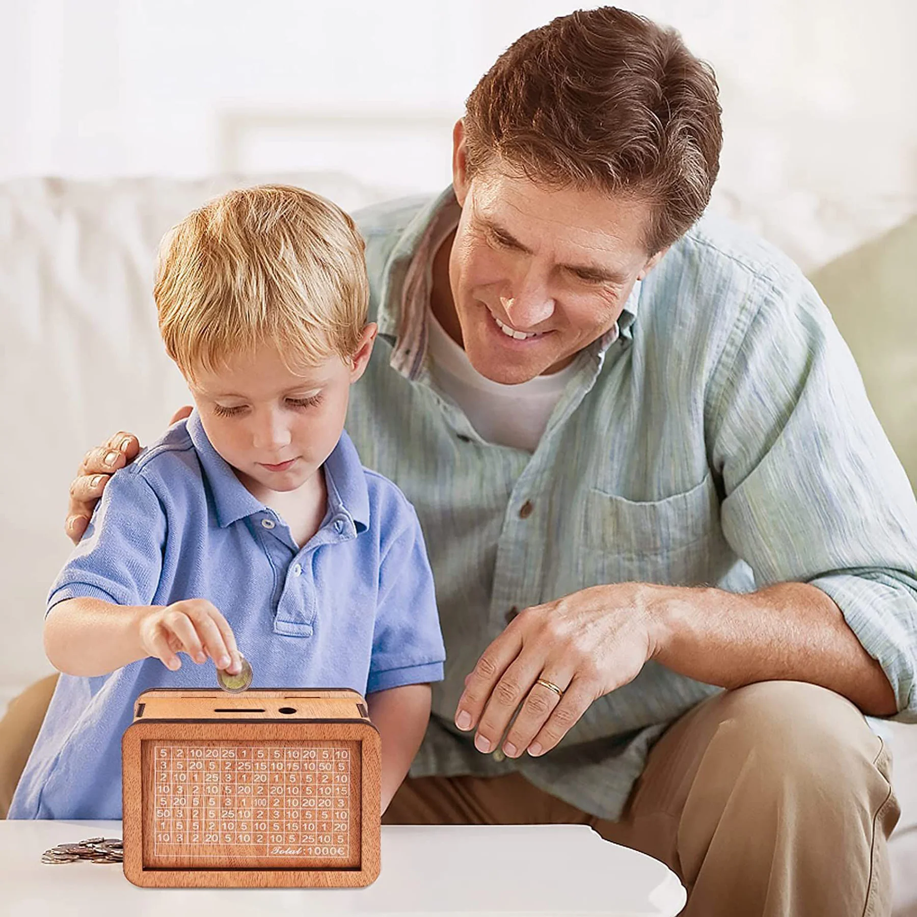 Cash Vault Wooden Savings Box With 10000 Money Target