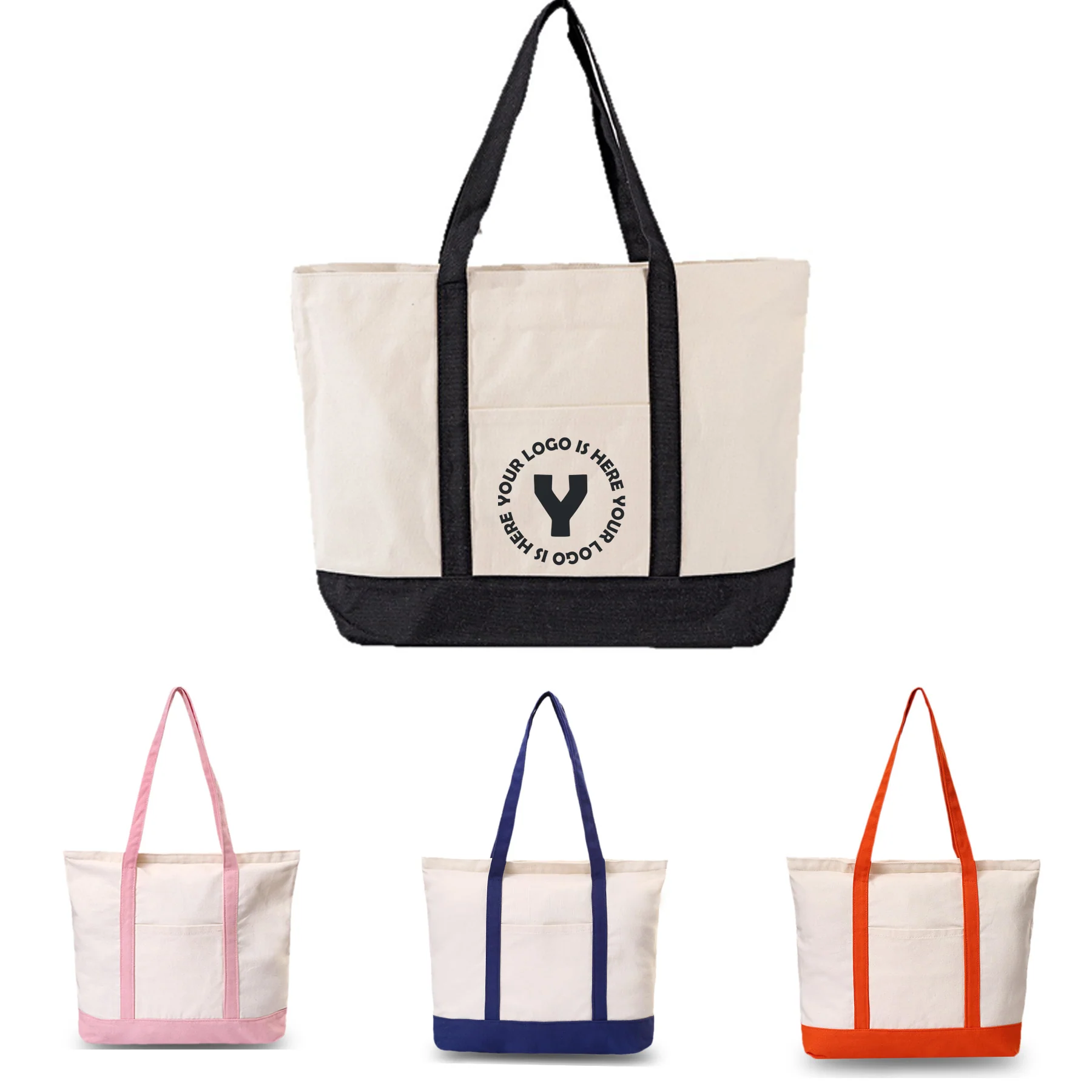Canvas Tote Bag With External Pocket