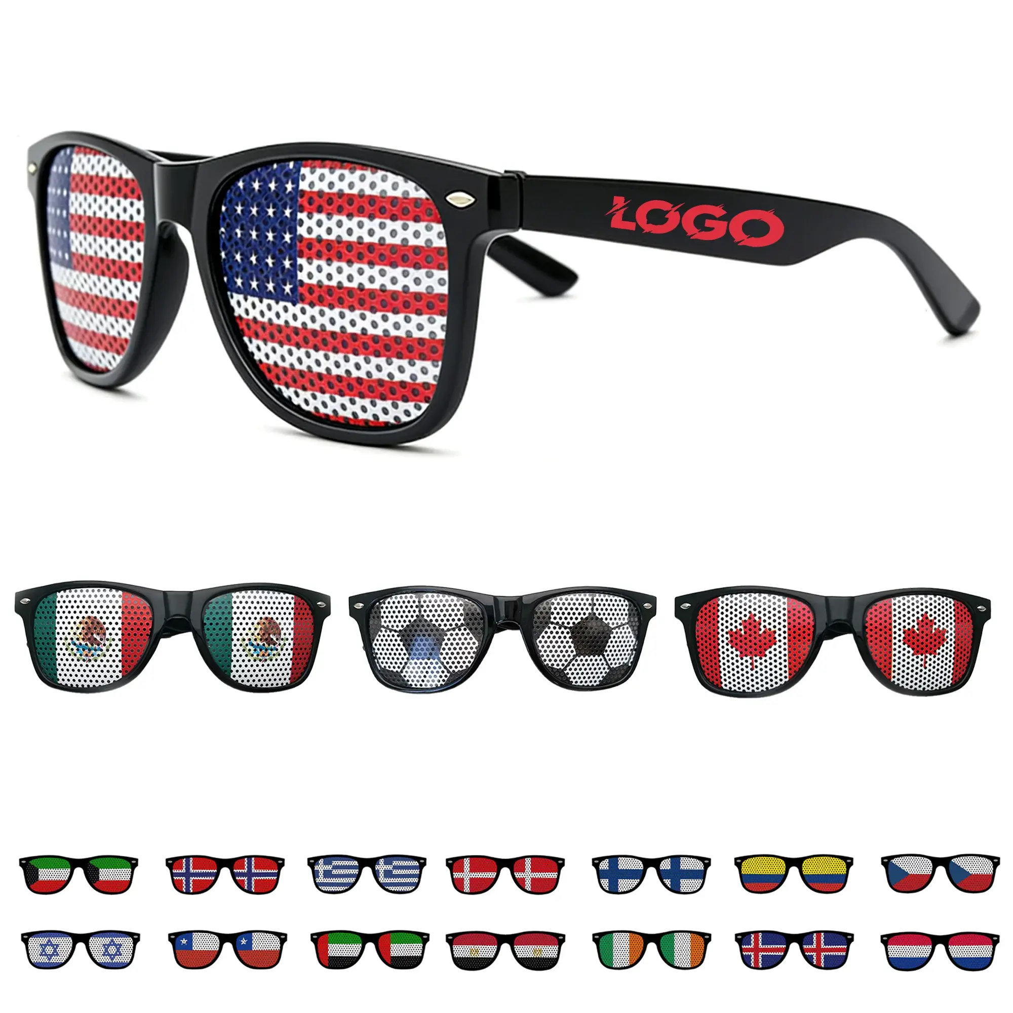 World Cup Flag Sticker Fashion Sunglasses