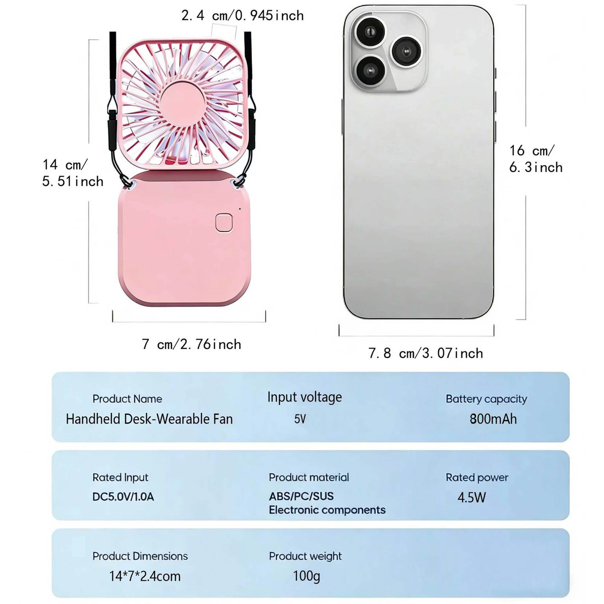 Handheld Portable Folding Neck/Desktop Fan