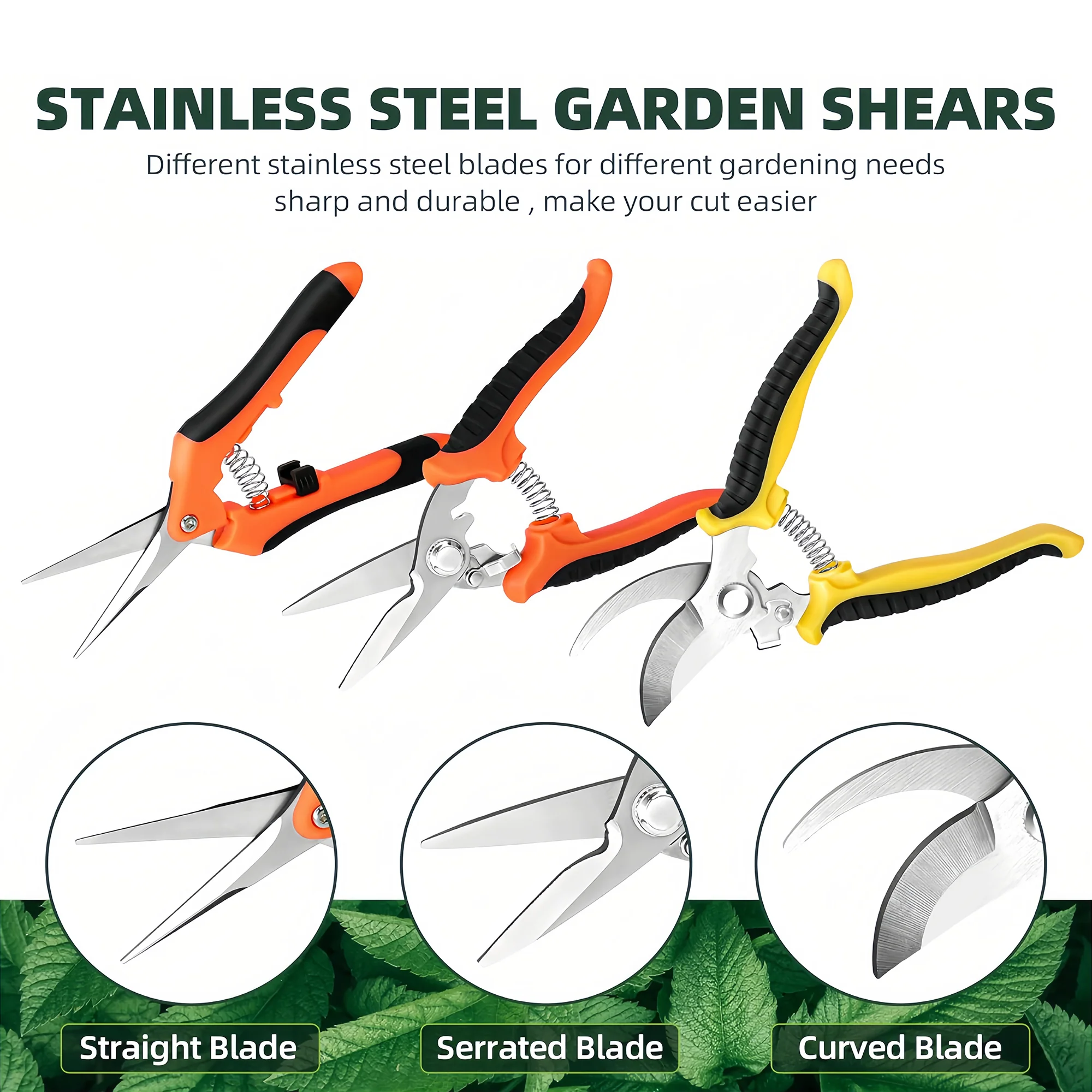3-Pack Stainless Steel Pruning Shears