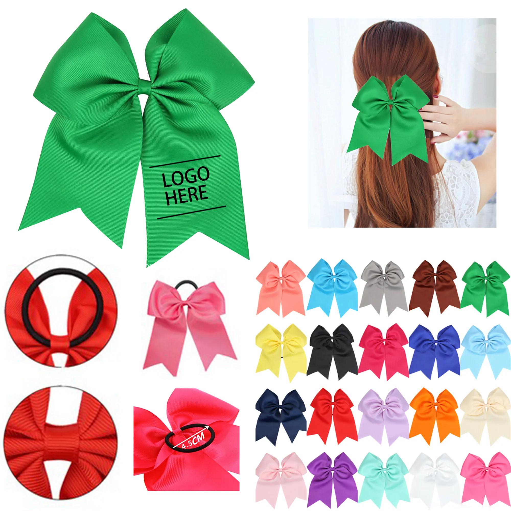 Large Cheer Hair Bows Ponytail Holder