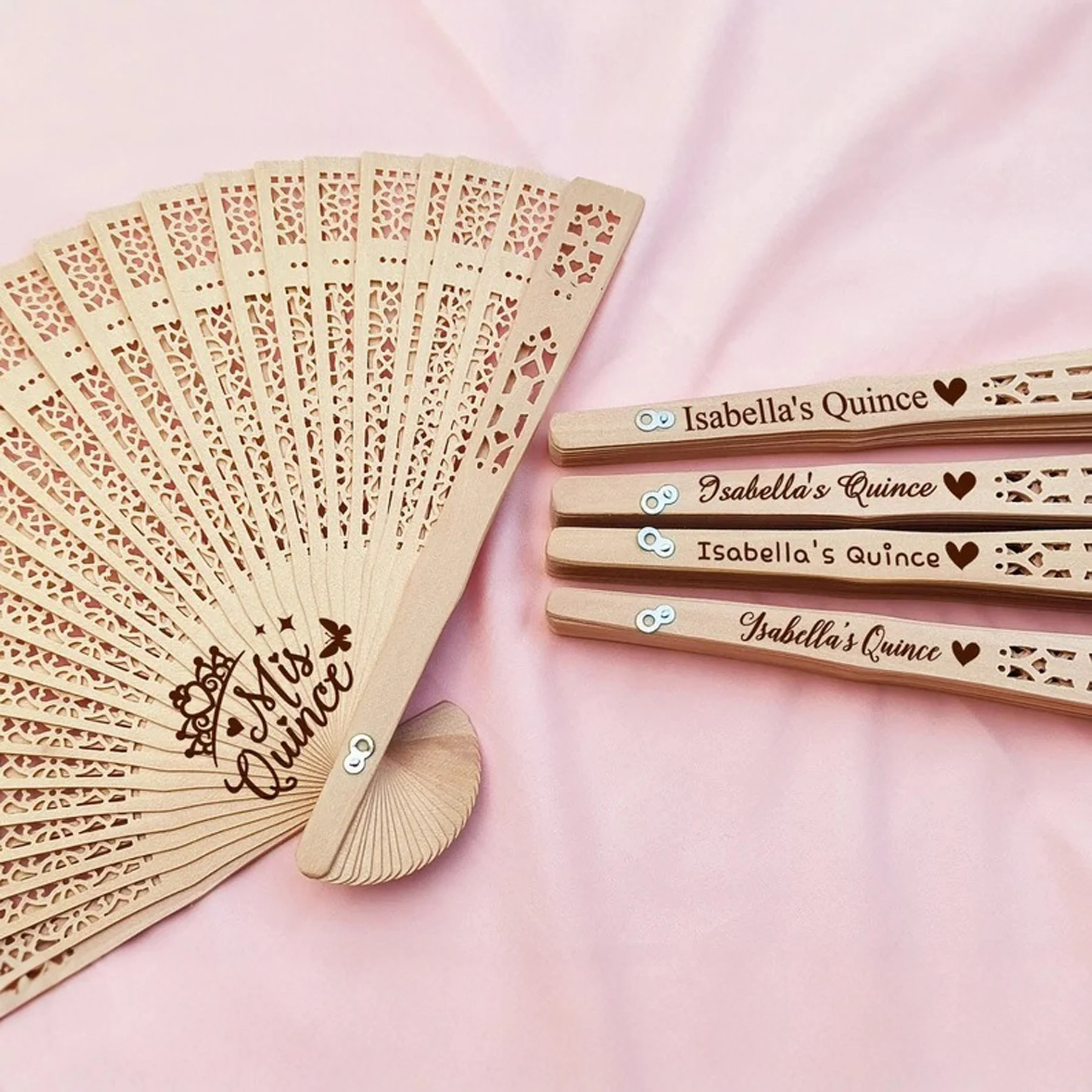 8" Wooden Handheld Folding Fan