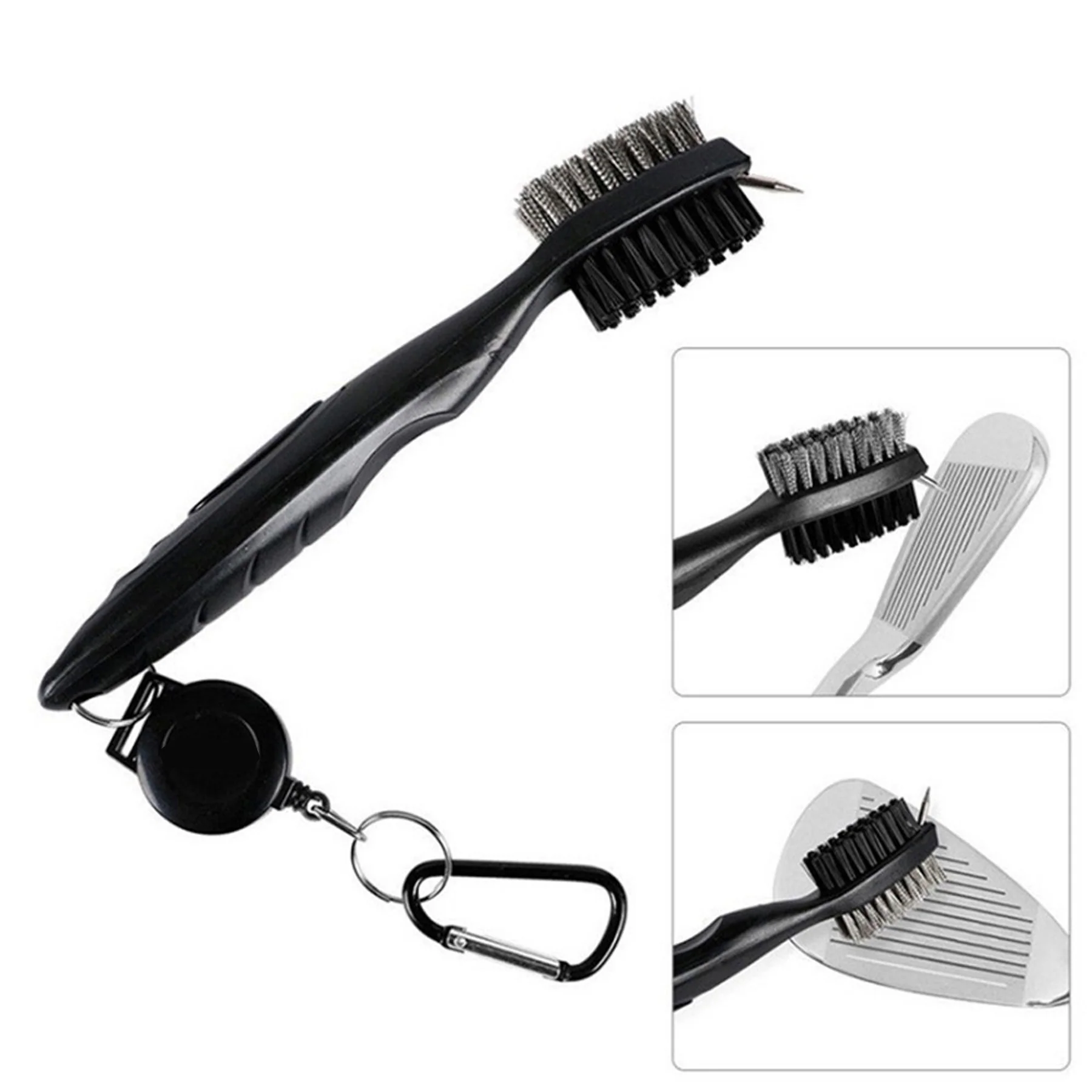 Golf Groove Cleaner Brush - Retractable Lanyard Clip