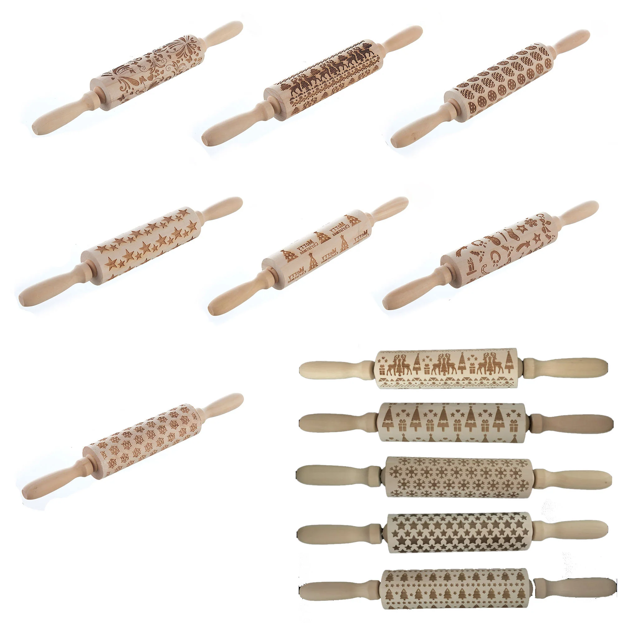 Embossed Wooden Rolling Pin