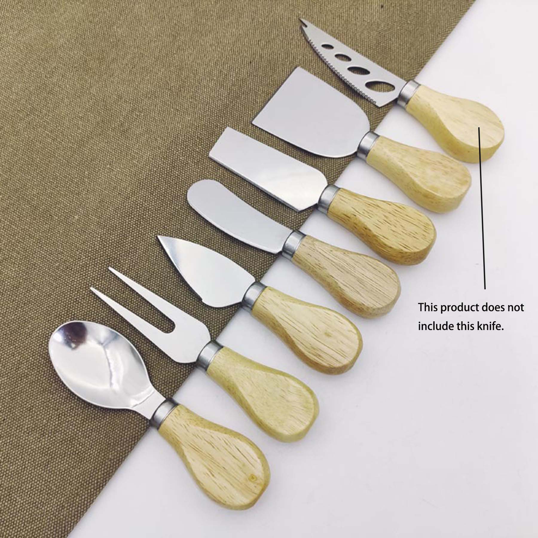 6 Pcs Wooden Handle Cheese Knives Set/W Storage Box