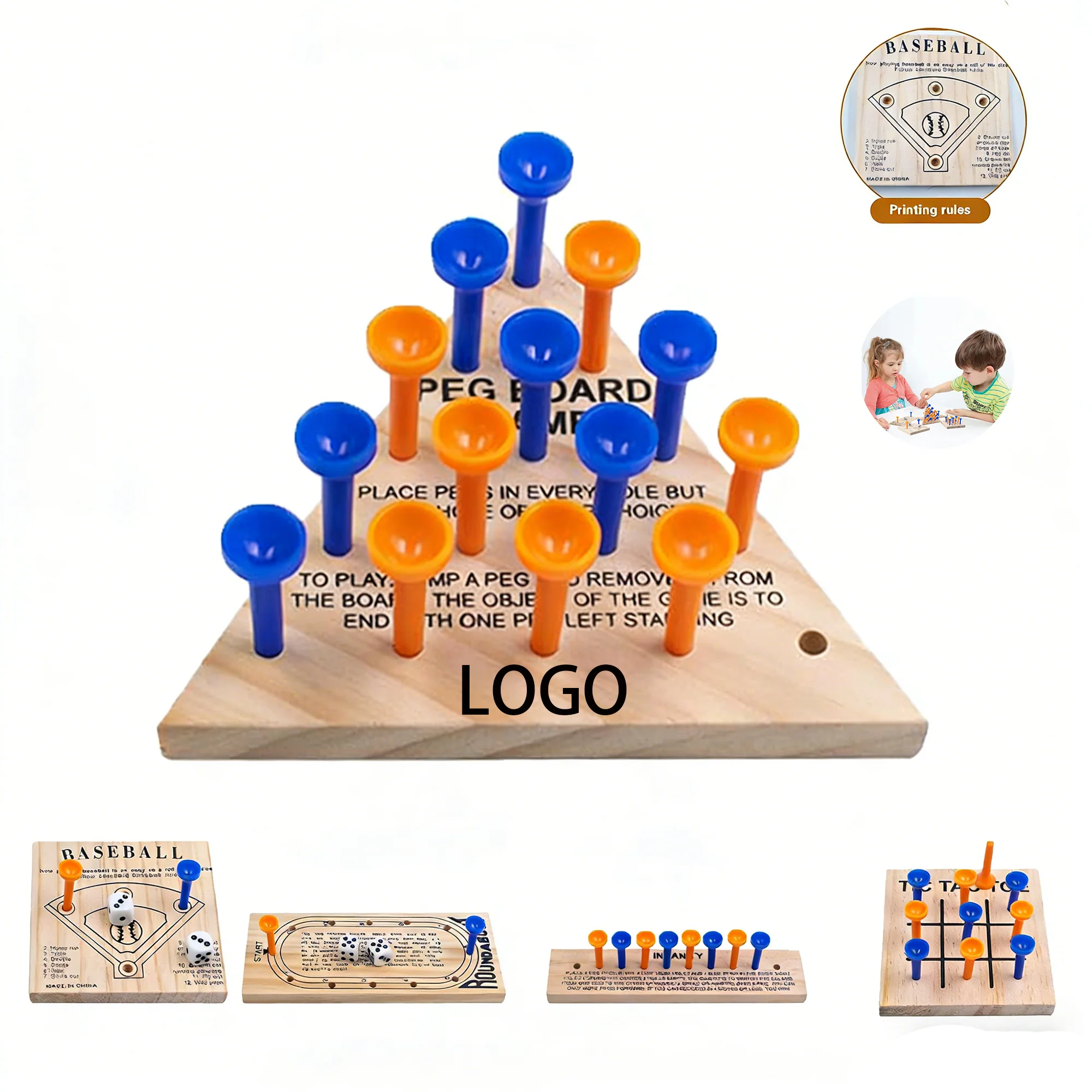 Custom Wooden Peg Game Set 5 Pack