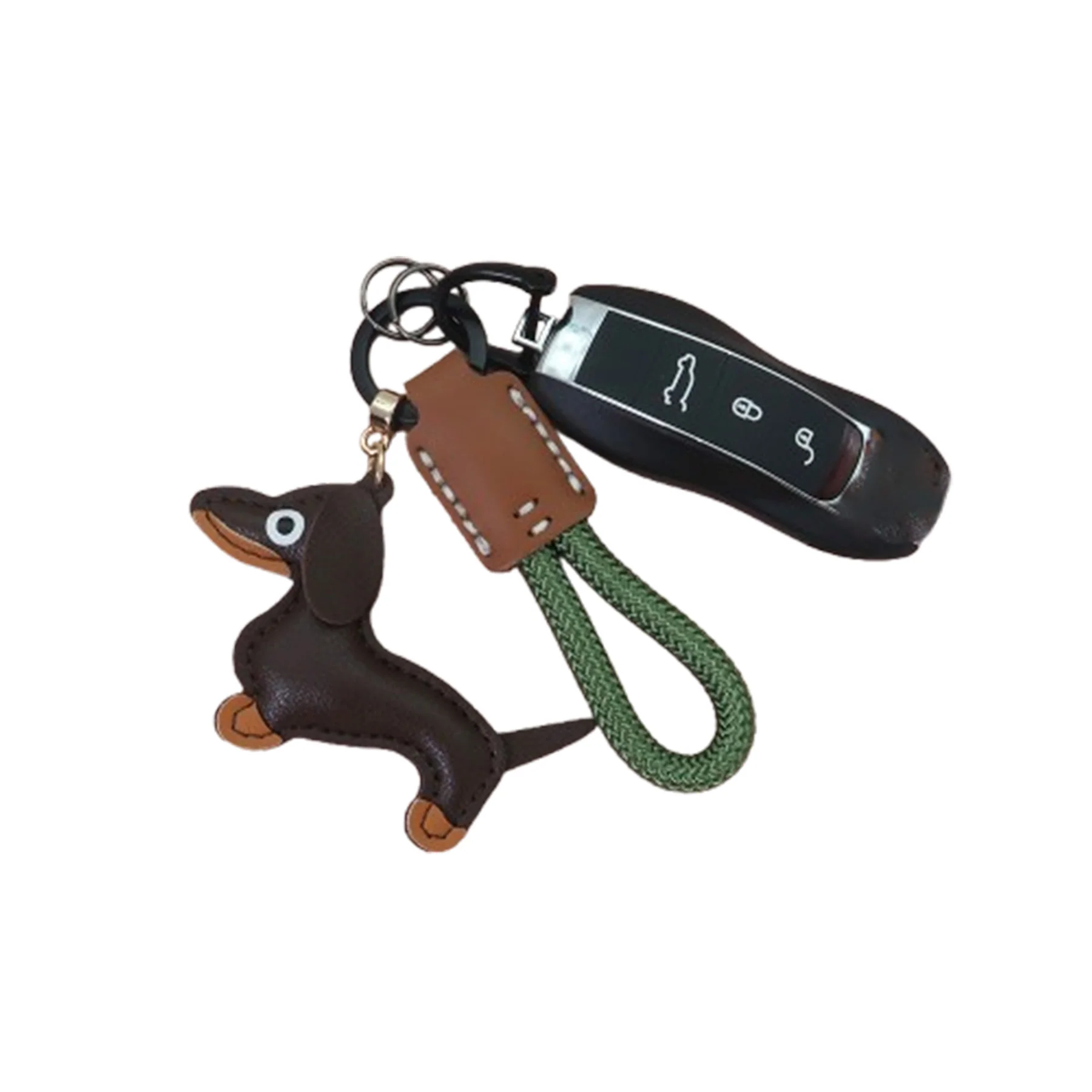 Dachshund Shape Leather Keychain Lanyard For Puppy Lovers