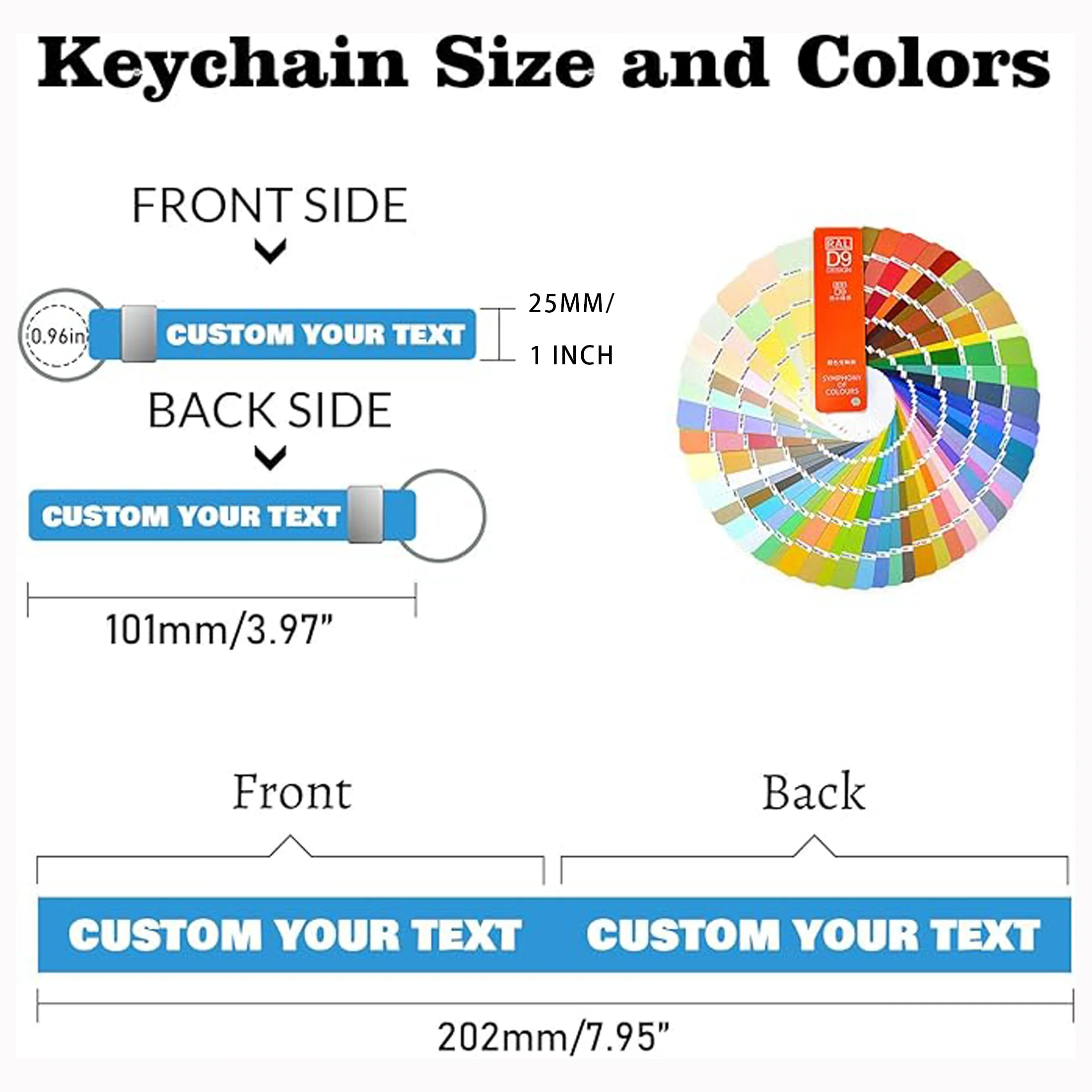 Debossed W/ Color Filled Silicone Wristband Keyring