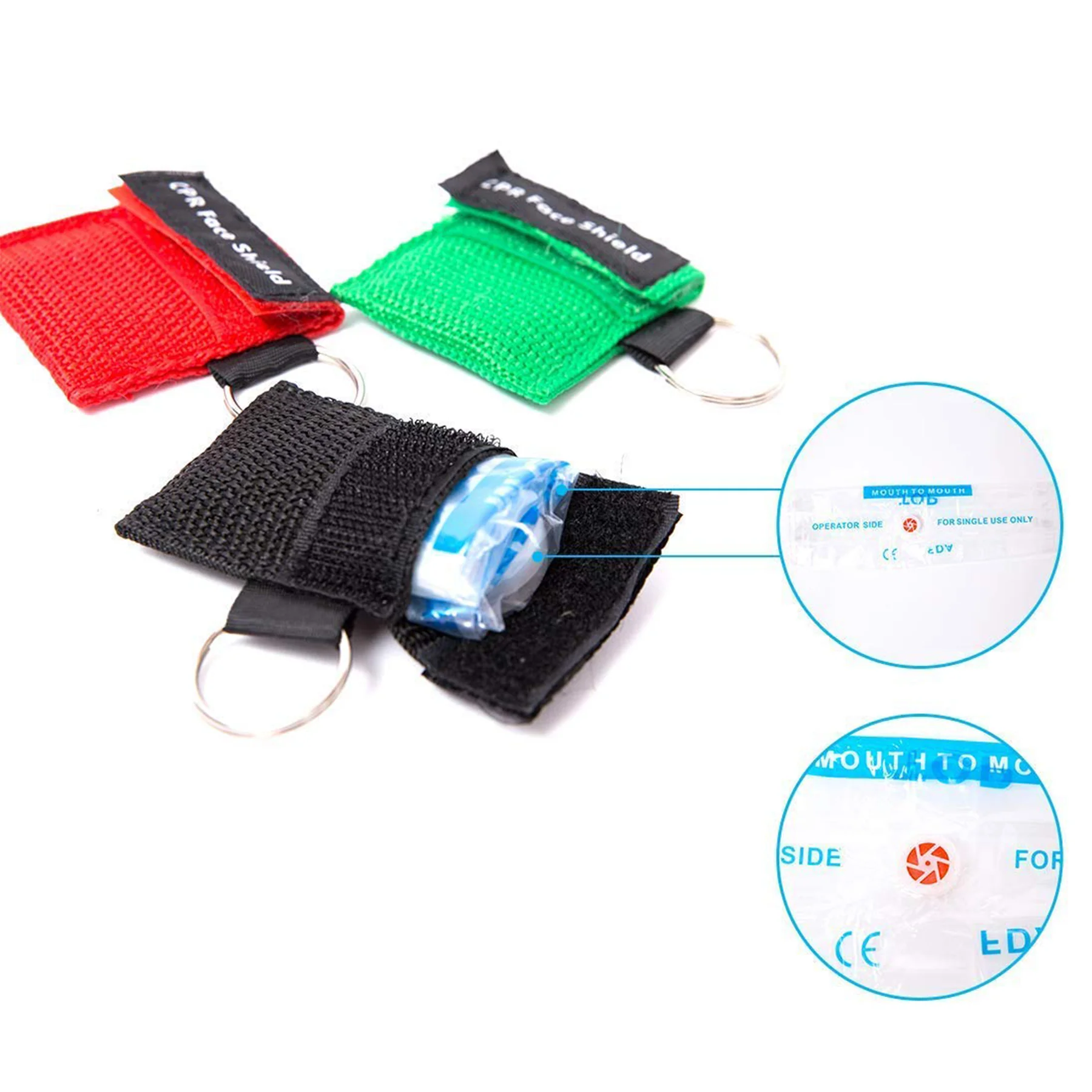 CPR Pocket Mask Key with One-Way Valve Breathing Barrier
