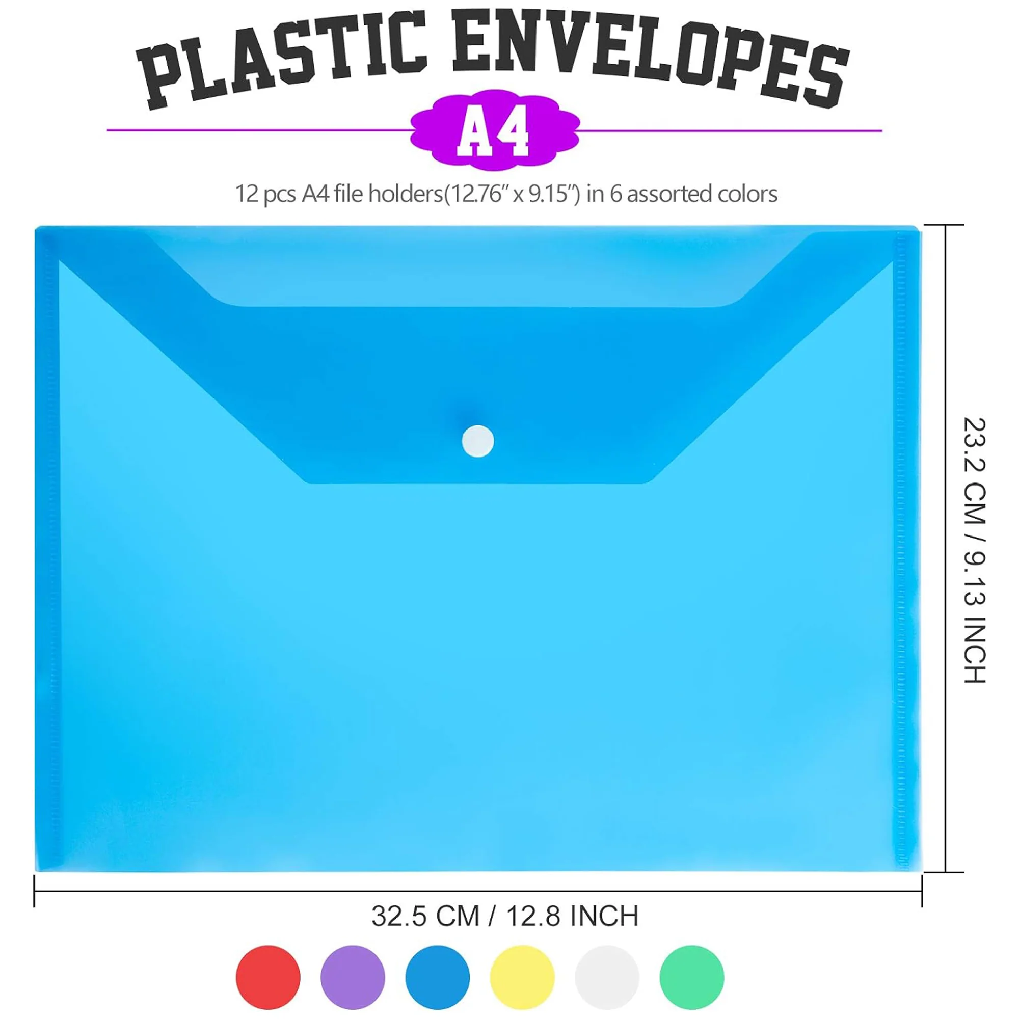 A4 Document Folder Plastic Envelopes With Snap Closure