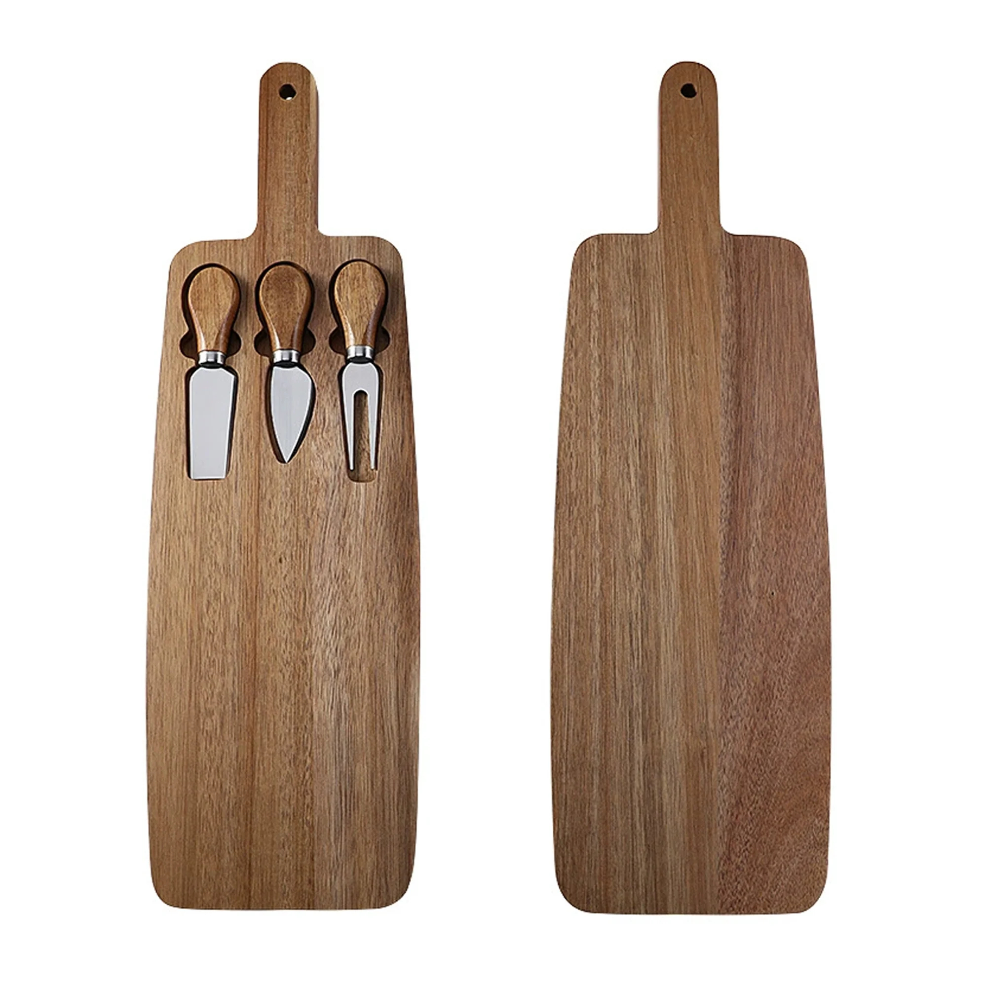 Wood Serving Board With Cheese Utensils