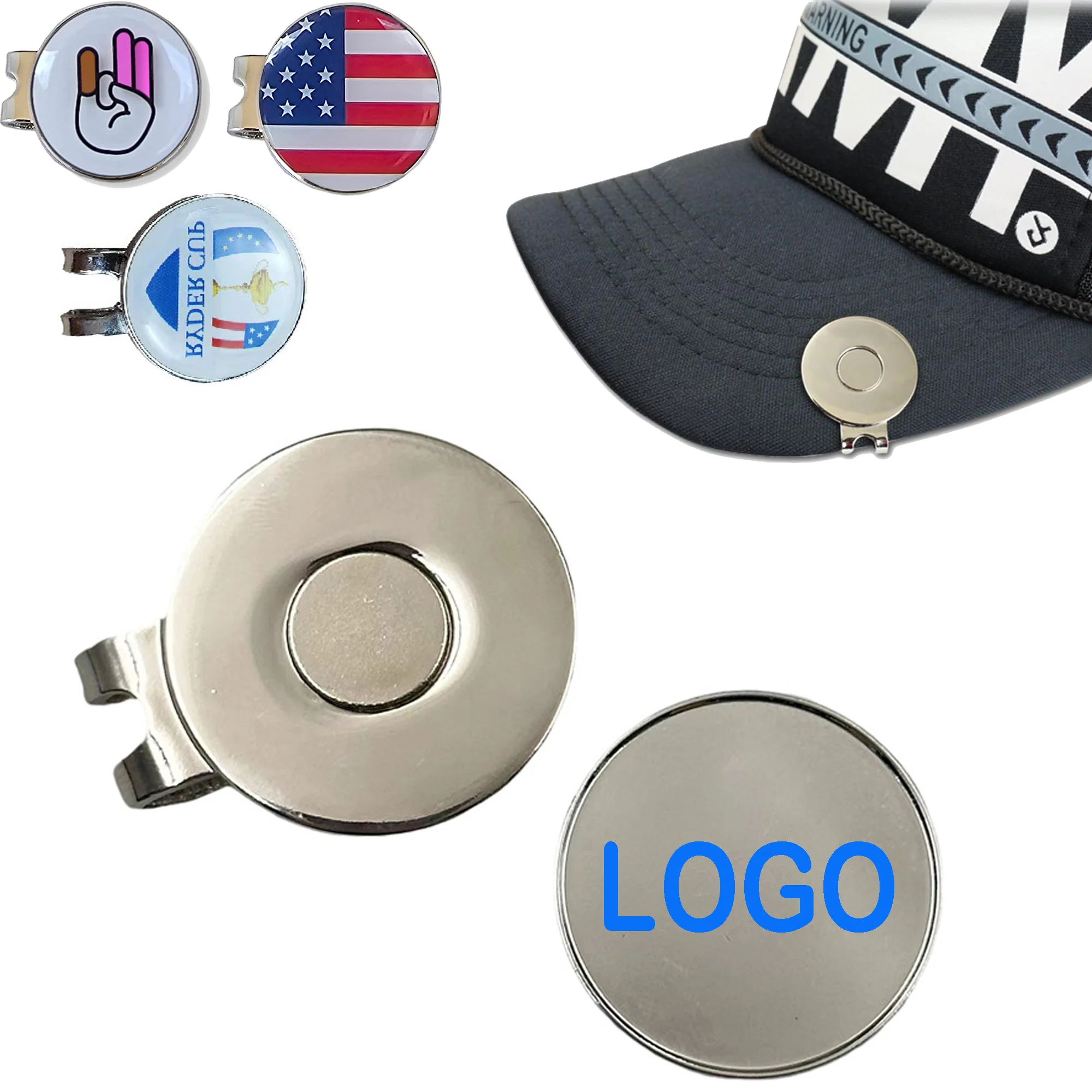 Epoxy Dome Magnetic Golf Hat Clips Custom