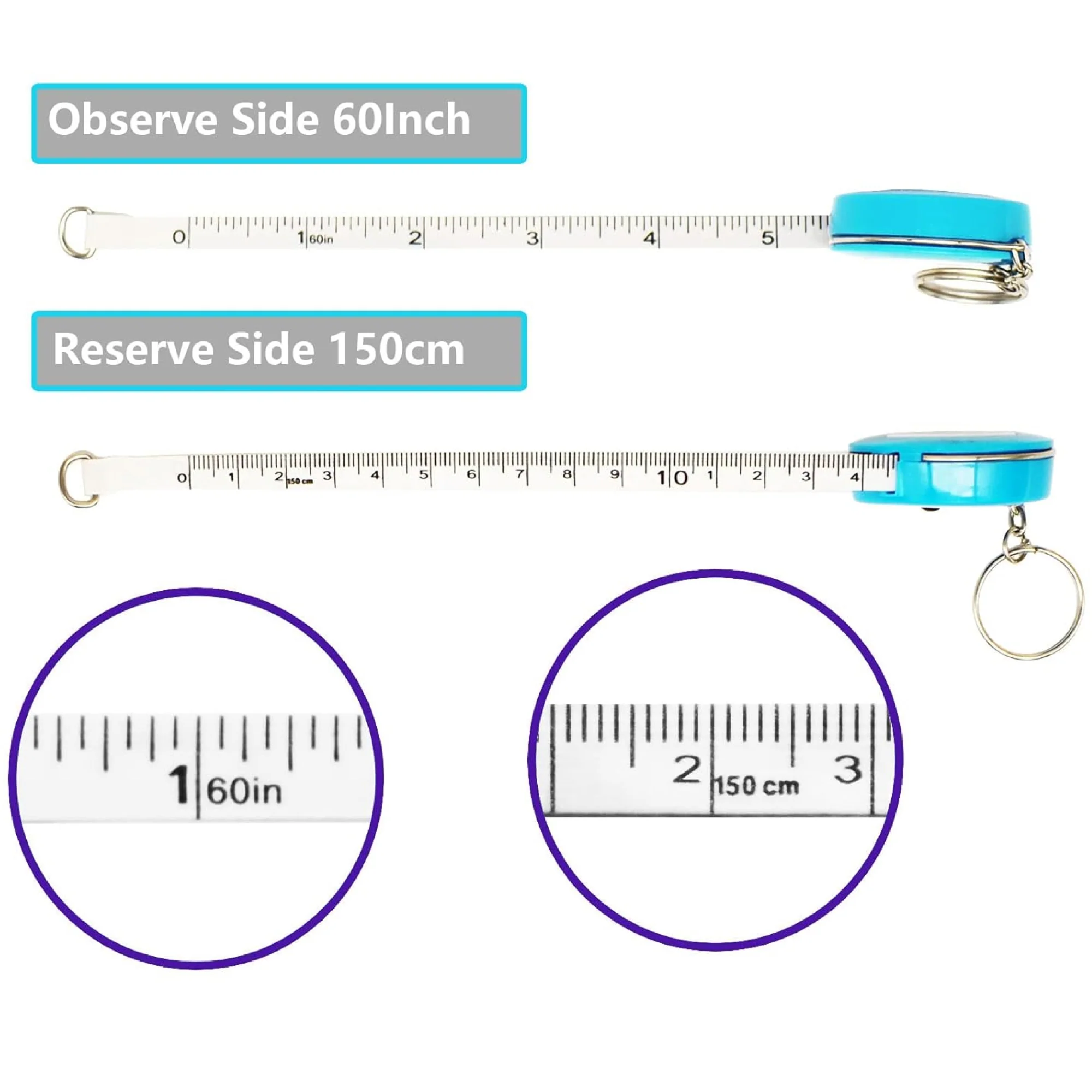 Full Color Custom Measuring Tape Keychain 150 Cm/60 Inch