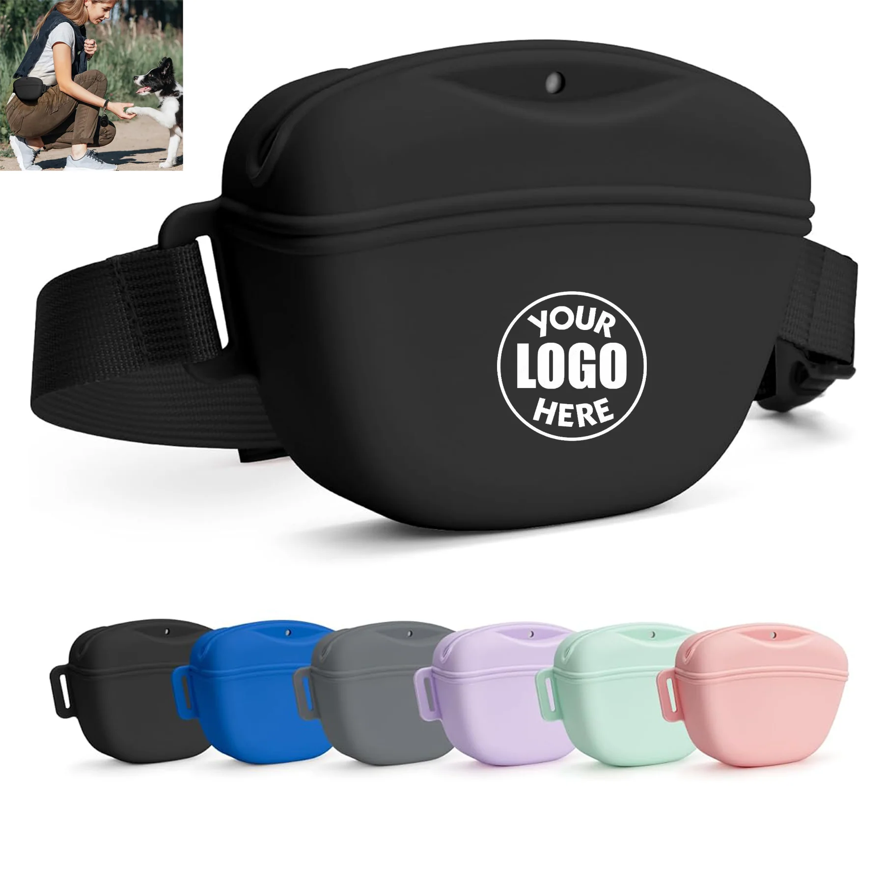 Silicone Dog Treat Pouch Magnetic Closure Waist Belt Pack